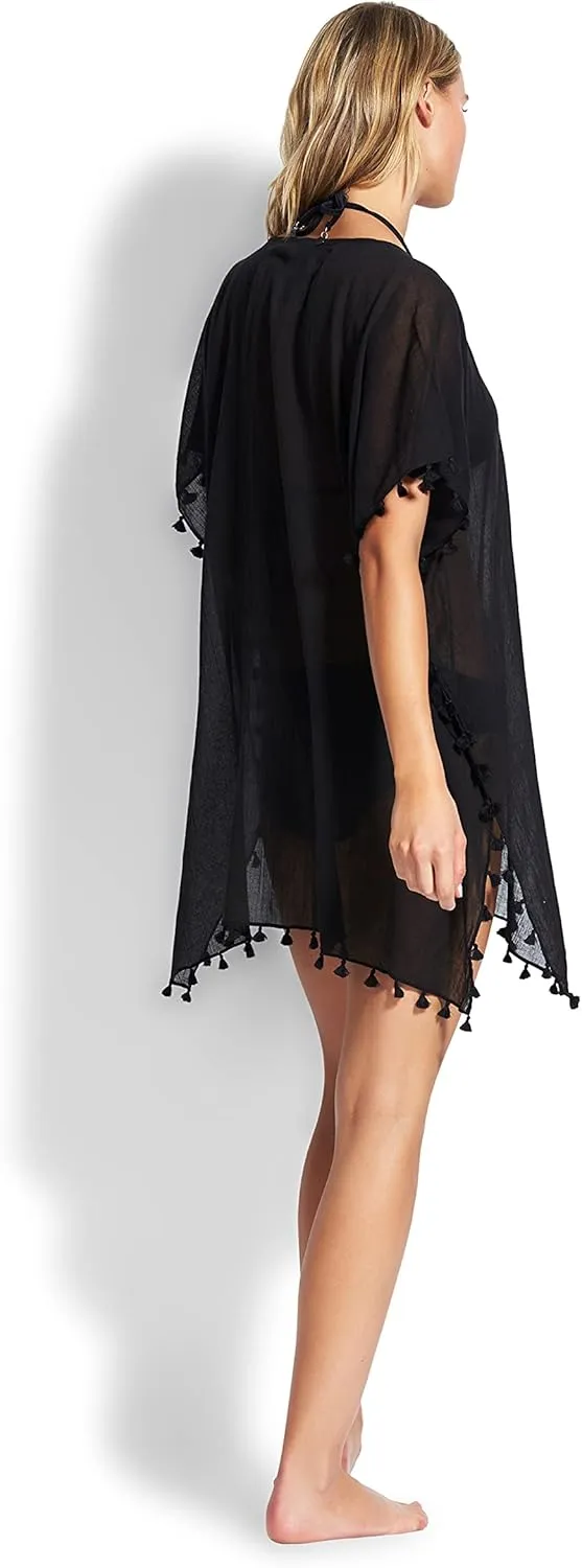 Seafolly Women's Kaftan Tassel Trim Cover Up Dress