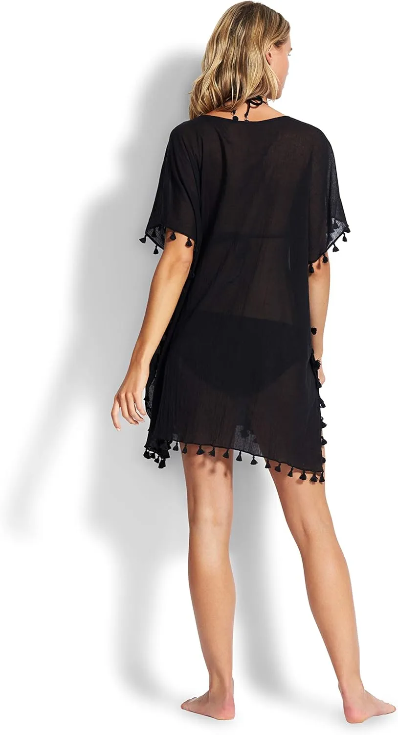 Seafolly Women's Kaftan Tassel Trim Cover Up Dress