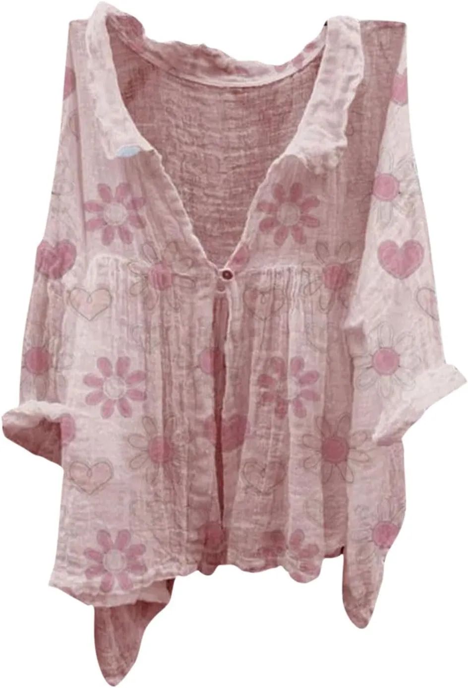 Shirts for Women Print Natural Autumn Fragrant Fabric Shirt Asymmetrical Tops for Women Linen Shirts for Women Tops