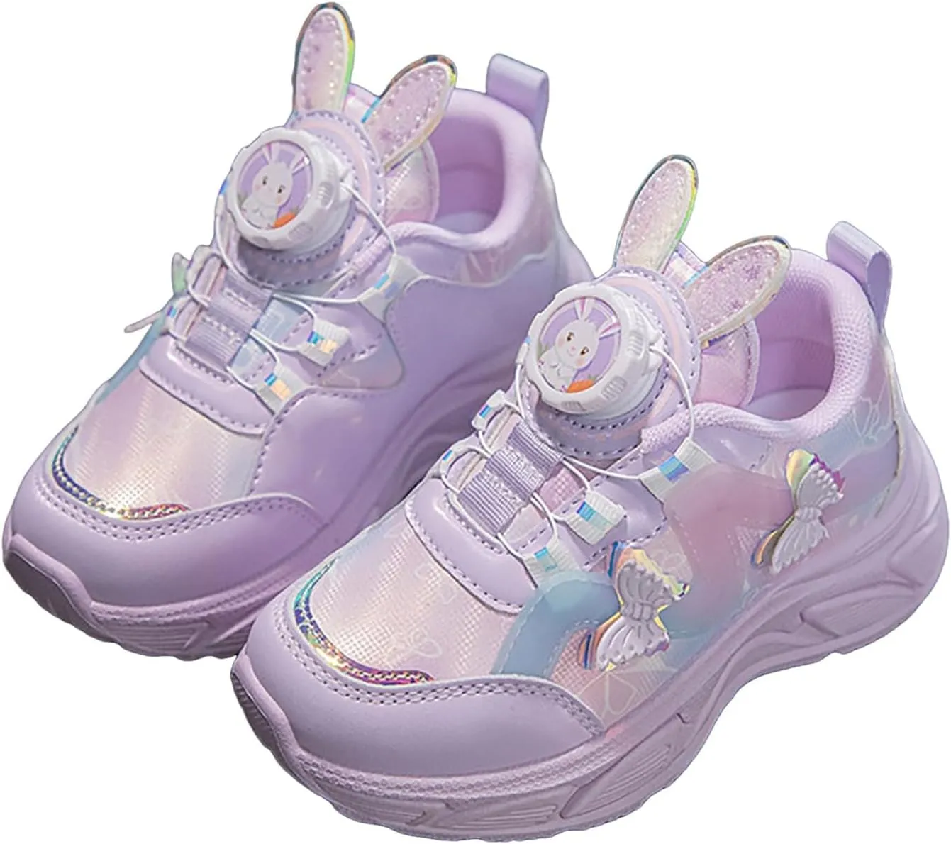 Sneakers for Girls Cute Rabbit Breathable Mesh Lightweight Running Shoes Kids Lace Up Comforable Casual Walking Shoes