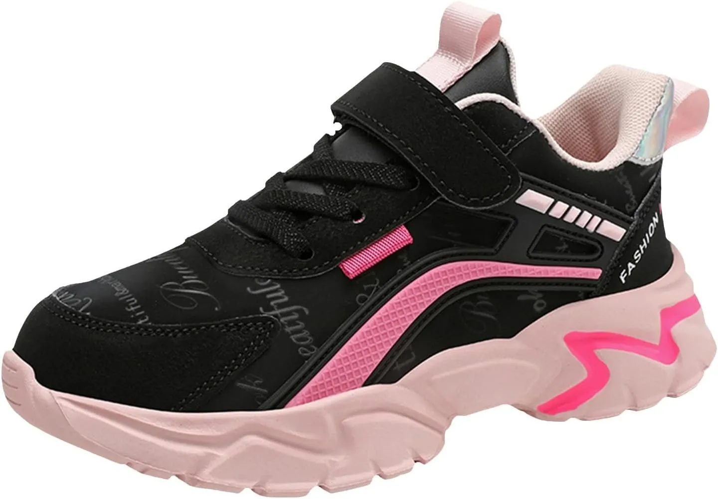 Sneakers for Girls Fashion Tennis Shoes Kids Lightweight Running Casual Comfortable Walking Shoes with Hook and Loop