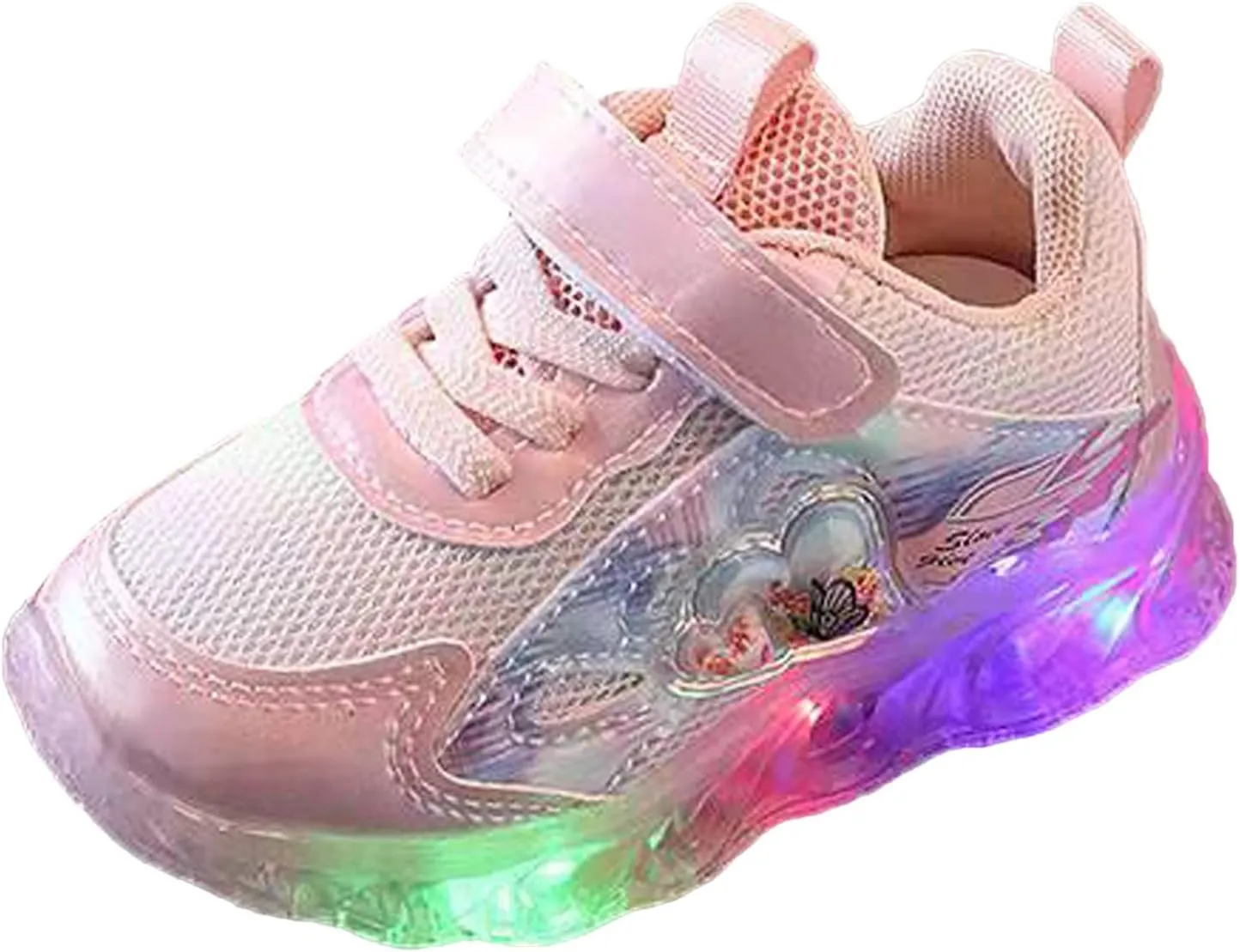 Sneakers for Girls LED Light Flashing Sneakers for Kids Outdoor Sports Running Breathable Design Shoes with Hook and Loop