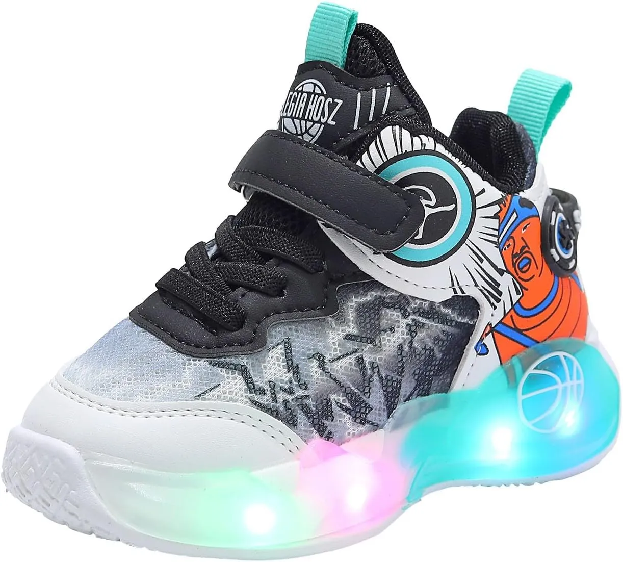 Sneakers for Girls Luminous Breathable Light Up Shoes for Kids Hook and Loop Flashing Comfortable Running Walking Shoes
