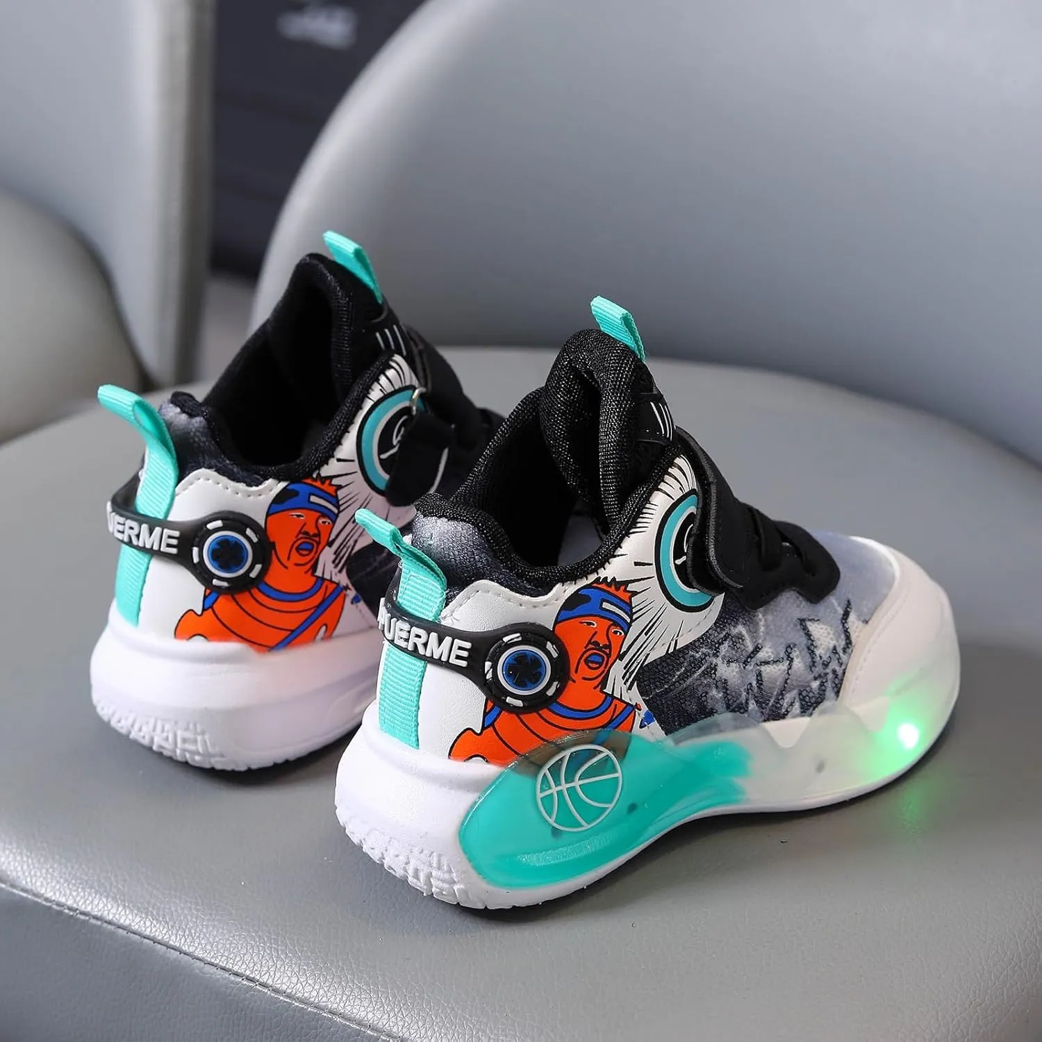 Sneakers for Girls Luminous Breathable Light Up Shoes for Kids Hook and Loop Flashing Comfortable Running Walking Shoes