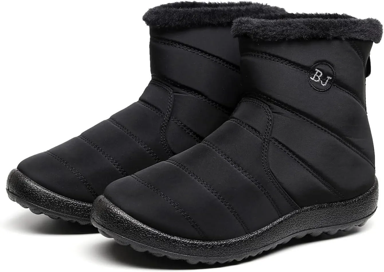 Snow Boots Women,Womens Warm Fur Lined Winter Snow Boots Waterproof Anti-Slip Ankle Boots Outdoor Booties Comfortable Walking Shoes for Women Flat Sneakers with Zipper