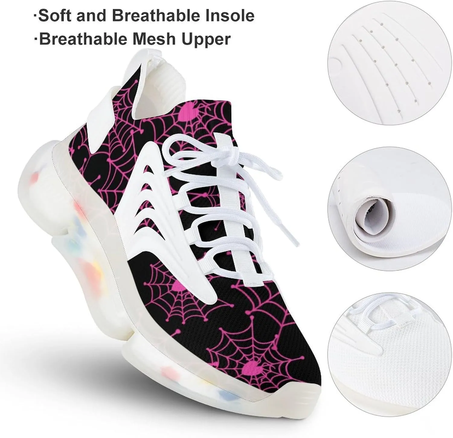 Spider Web Heart-shaped Mens Sneakers Running Shoes Lightweight Athletic Shoes for Jogging Walking Gym