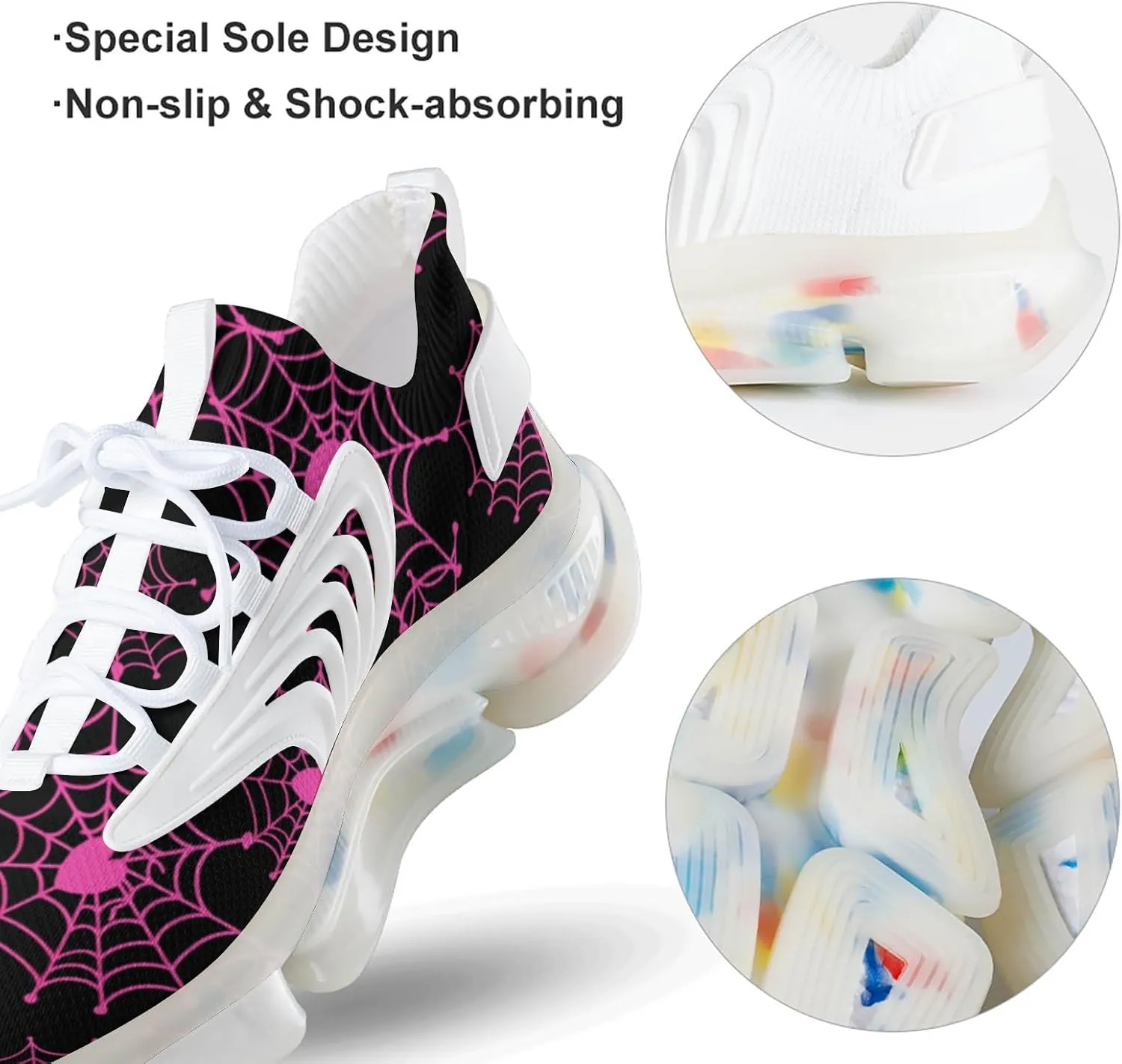 Spider Web Heart-shaped Mens Sneakers Running Shoes Lightweight Athletic Shoes for Jogging Walking Gym