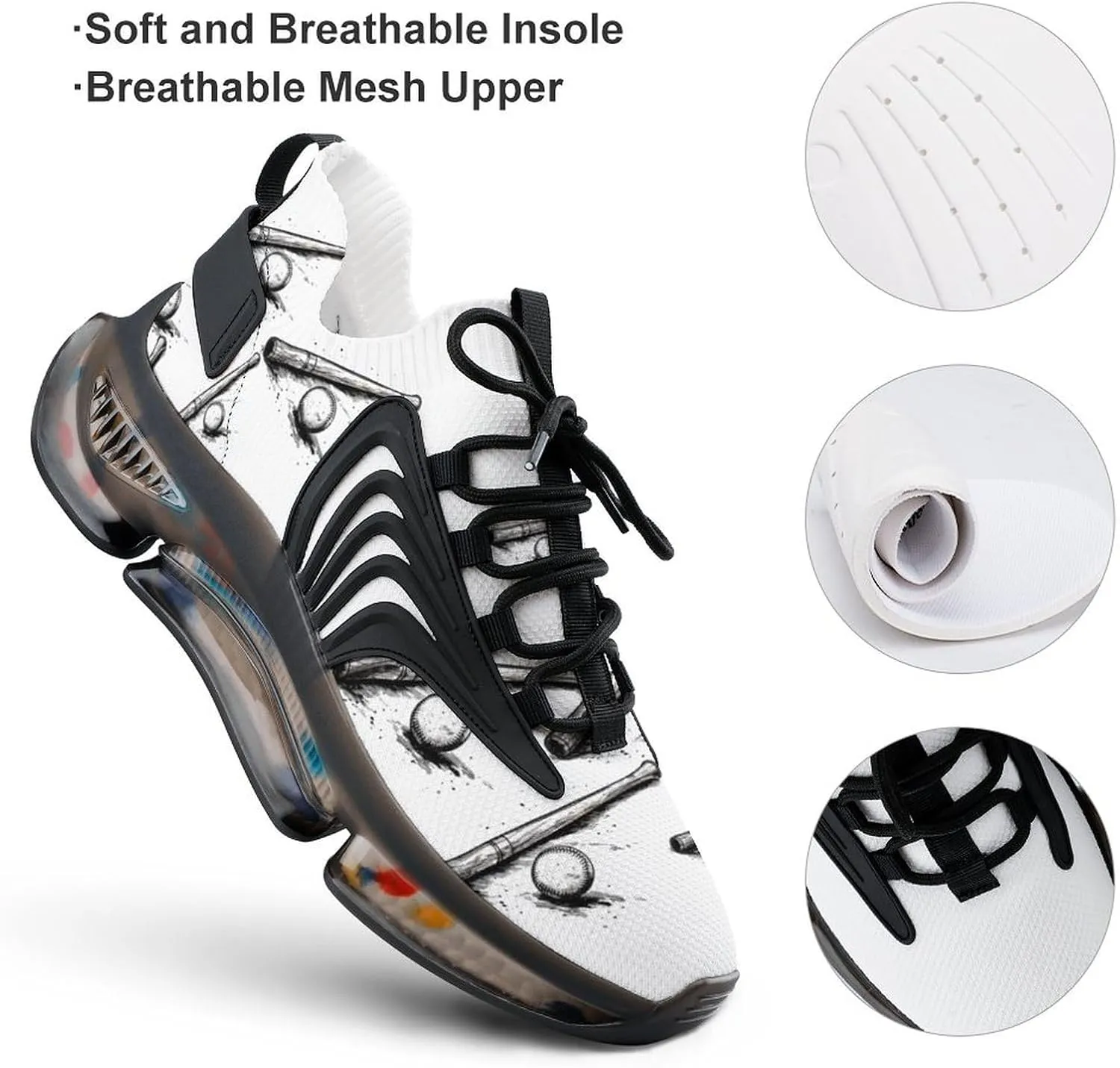 Sports Baseball Baseball Bat Mens Sneakers Running Shoes Lightweight Athletic Shoes for Jogging Walking Gym