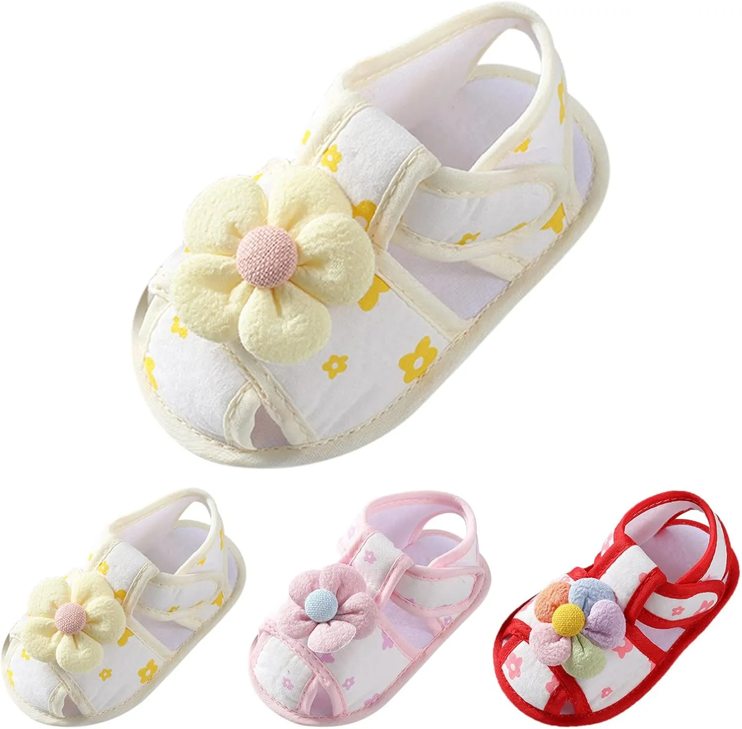 Spring and Summer Children Infant Toddler Shoes Girl Sandals Flat Bottom Soft Light Comfortable Toddler Amphibian Shoes (Yellow, 12-18 Months)