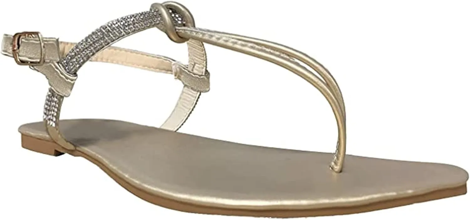 Strappy Sandals For Women,Women's Ankle Strap Clip Toe Flat Sandals Dressy Summer Gladiator Beach Sandals Flip Flops