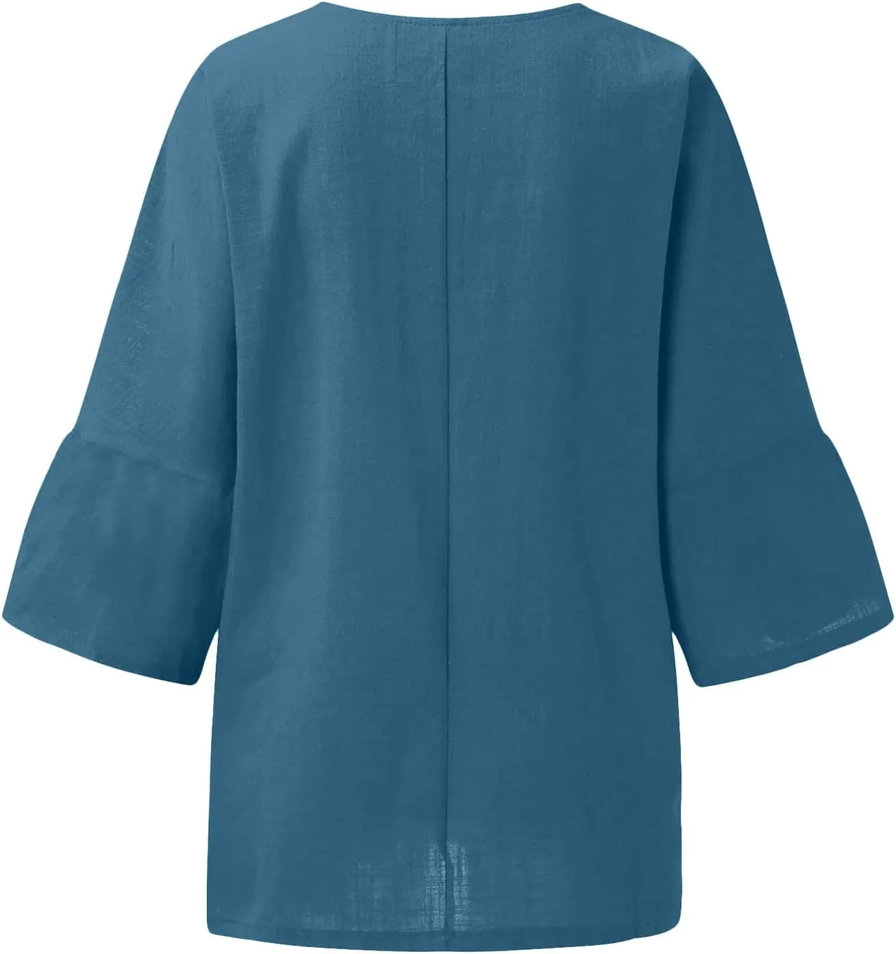 Summer Linen Tops Women Plus Size Casual Shirts 3/4 Sleeve Loose Tee Shirts Crew Neck Beach T-Shirts Oversized Blouse