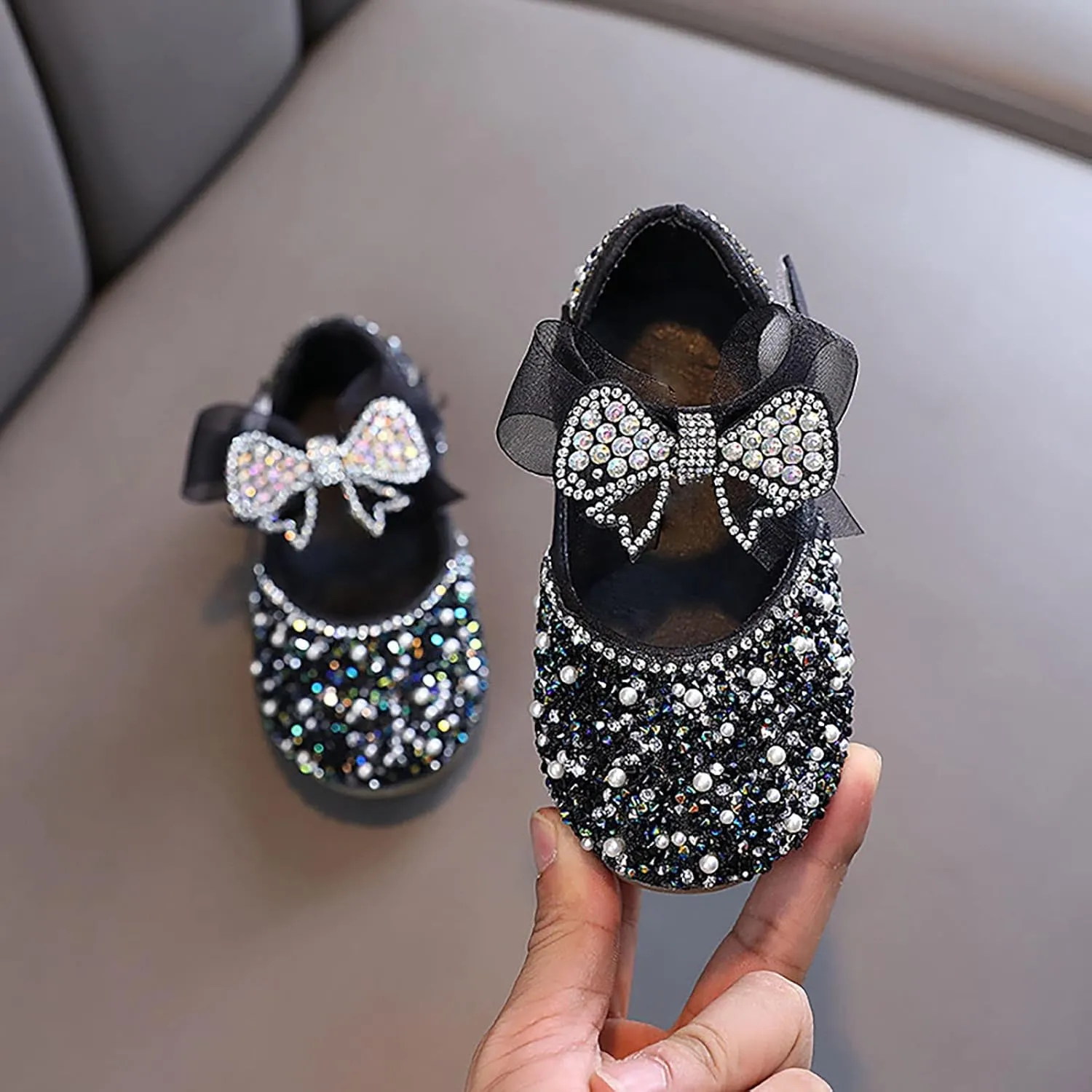 Summer Sandals for Girls Summer Girls' Sandals Korean Edition Little Girls' Pearl Open Toed Adjustable Slides