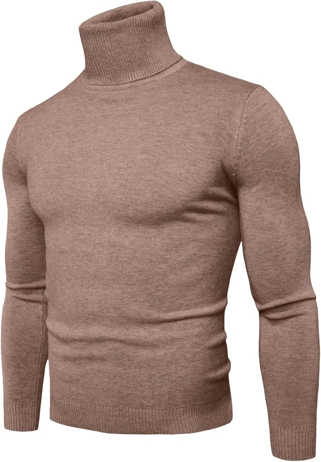 Sweaters for Men Men's Solid Long Sleeve Ribbed Slim Fit Baselayer Knitted Pullover Turtleneck Sweater T-Shirts Shirts