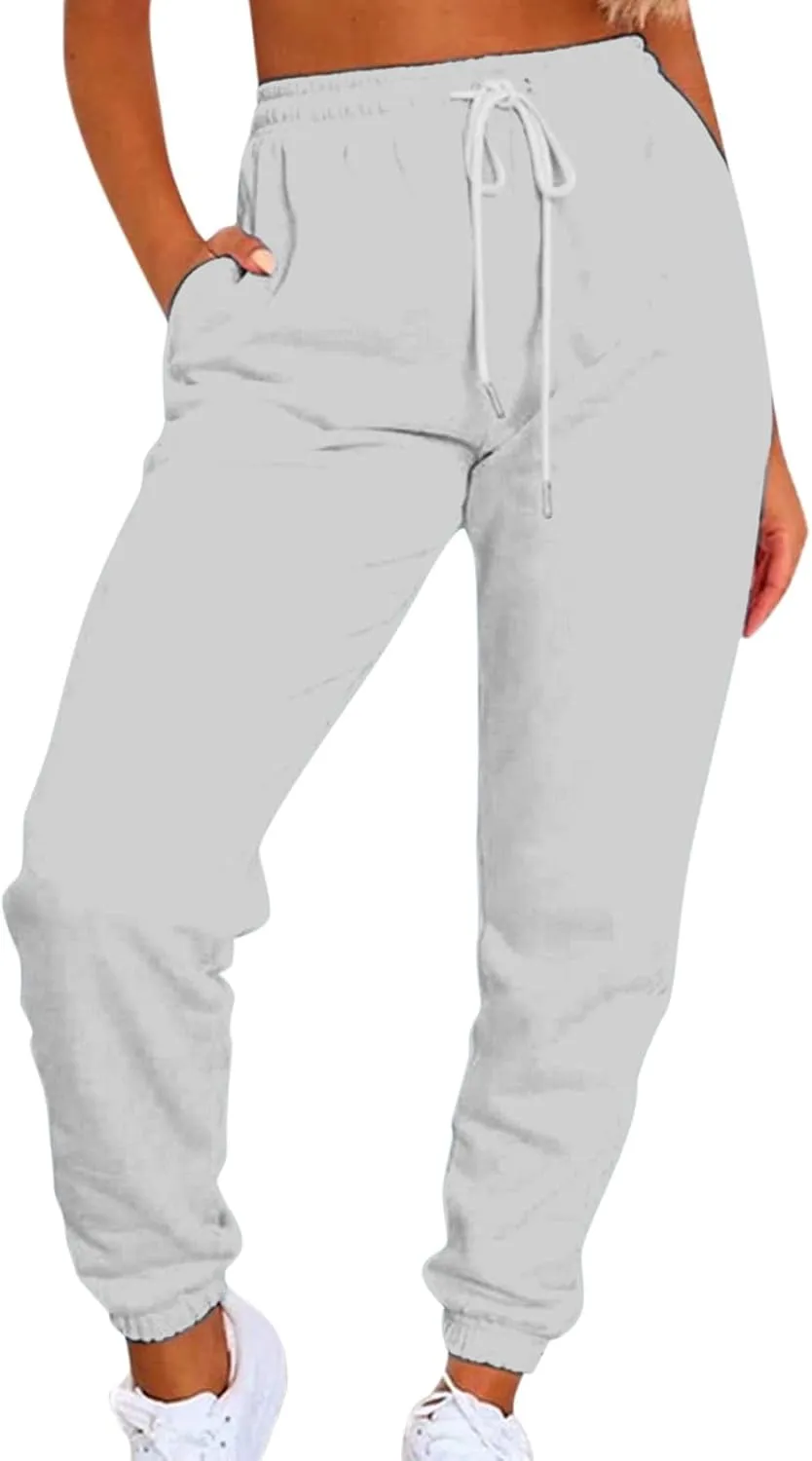Sweatpants for Women Joggers Baggy Waist Casual Loose Foot Fleece Sweatpants Womens Bottom Sweatpants Pockets