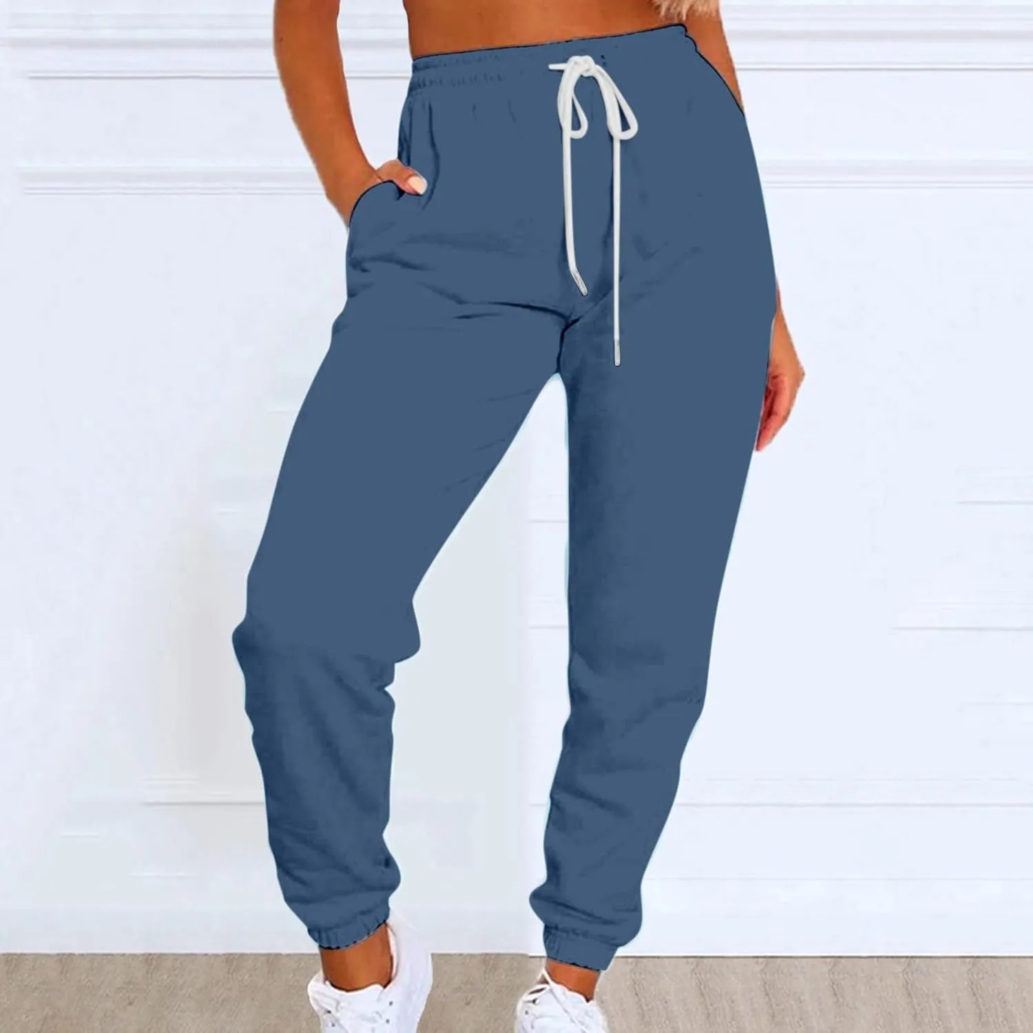 Sweatpants for Women Joggers Baggy Waist Casual Loose Foot Fleece Sweatpants Womens Bottom Sweatpants Pockets
