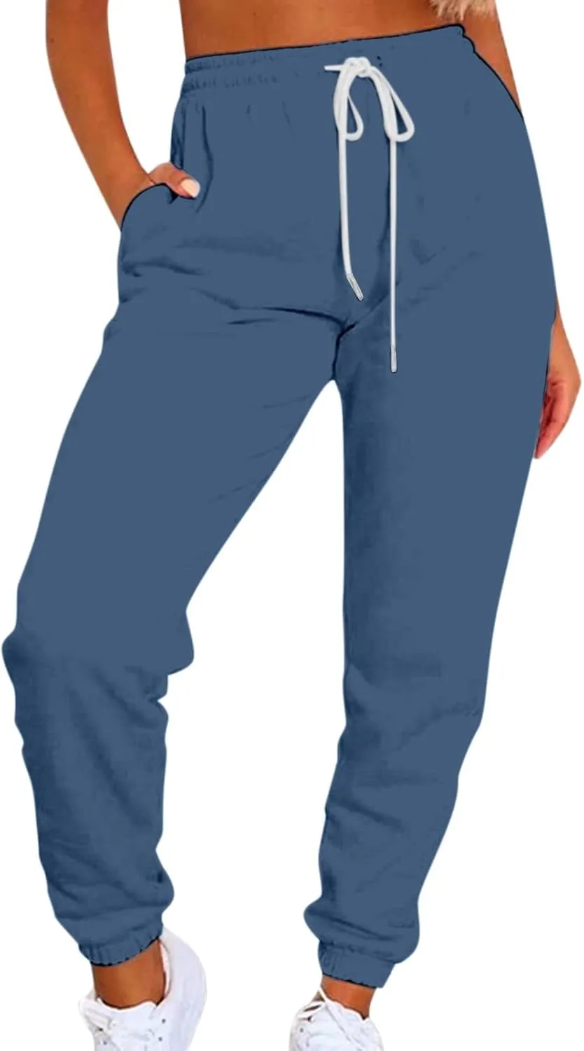 Sweatpants for Women Joggers Baggy Waist Casual Loose Foot Fleece Sweatpants Womens Bottom Sweatpants Pockets