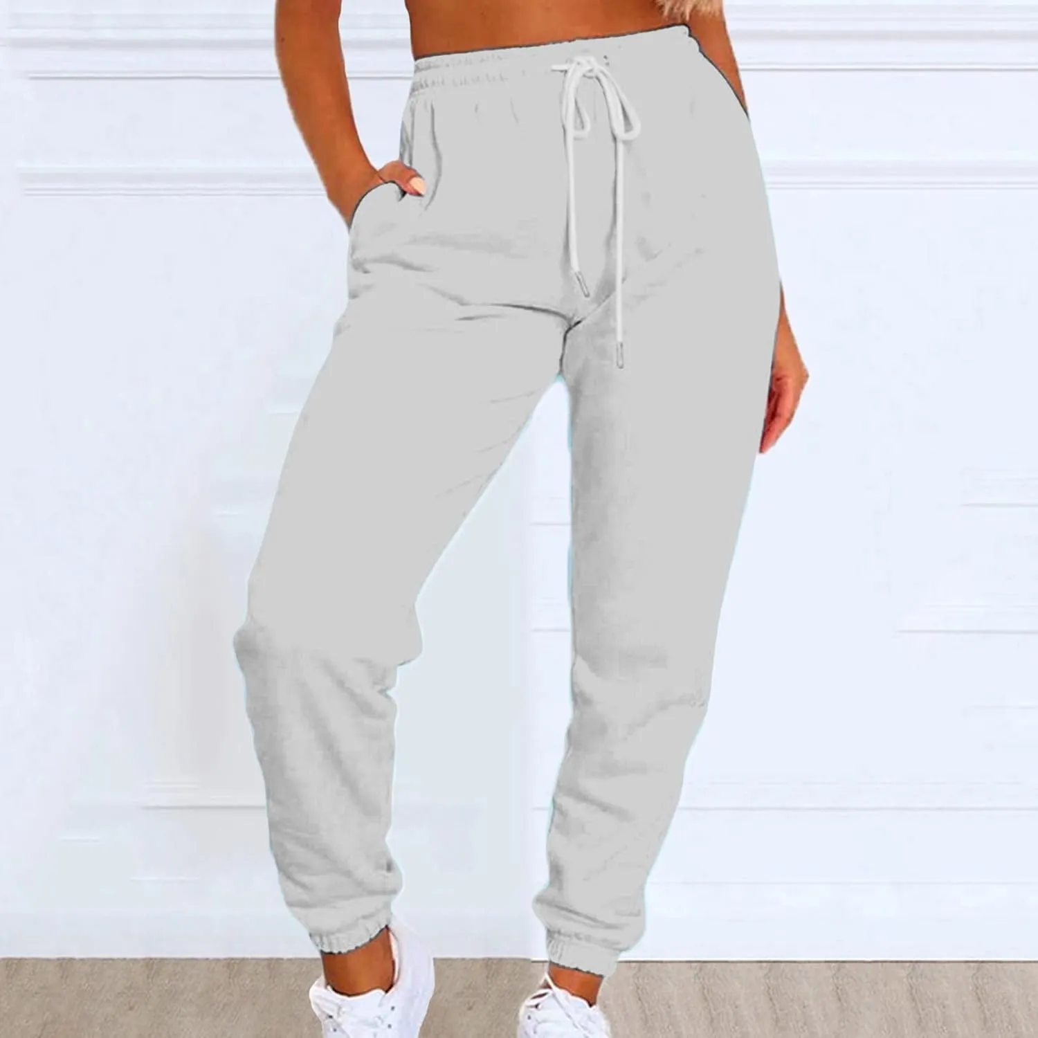 Sweatpants for Women Joggers Baggy Waist Casual Loose Foot Fleece Sweatpants Womens Bottom Sweatpants Pockets