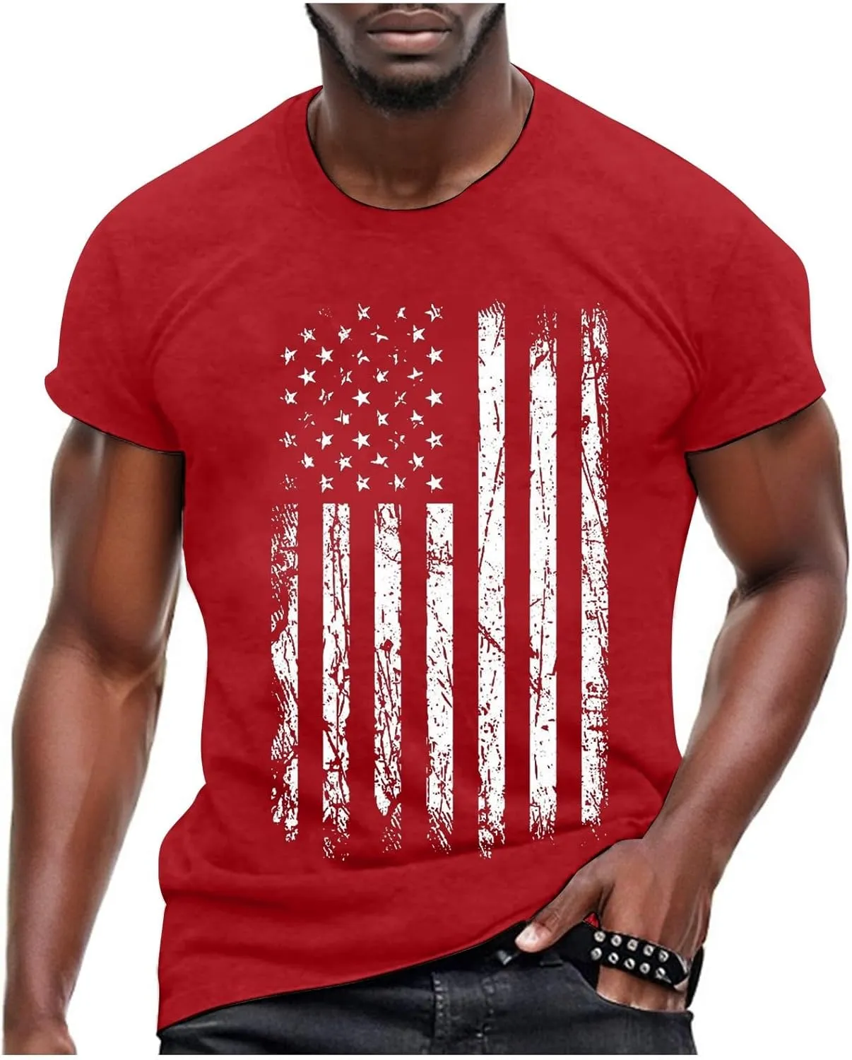T Shirt Full-Cut Cotton Pocket Tee for Men Crewneck T-Shirt Shirts Pullover 4XL Black Mens Men's Heavy Taped