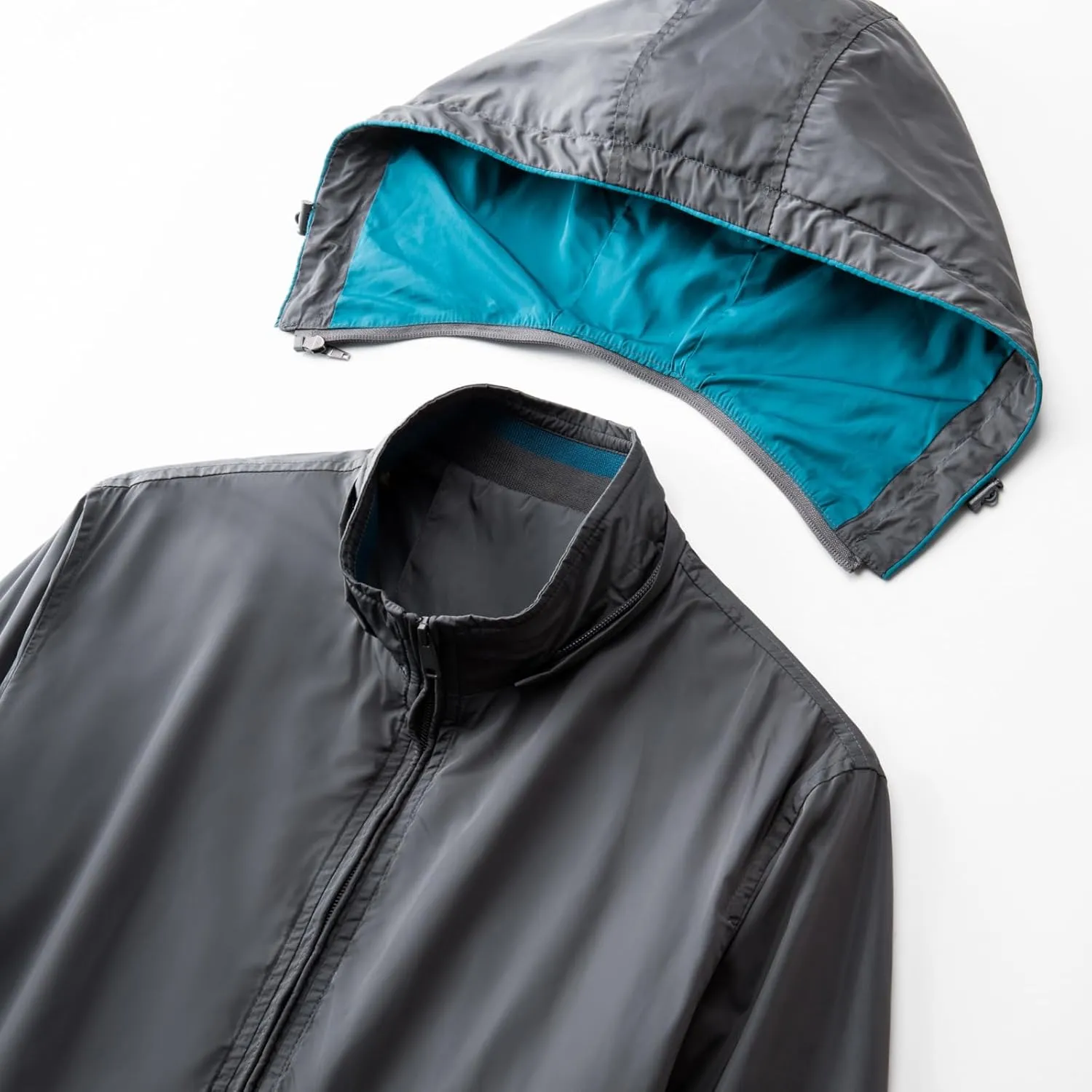 Thatrich Waterproof Rain Jacket Mens Lightweight Windbreaker Hoodie Zip Up Long Sleeve Jackets Removable Hood Coat for Hiking