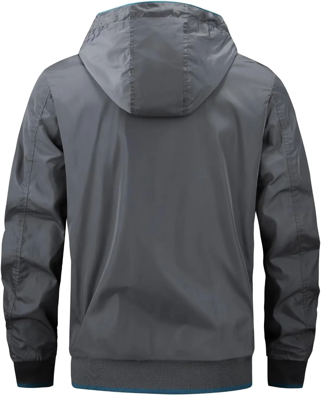 Thatrich Waterproof Rain Jacket Mens Lightweight Windbreaker Hoodie Zip Up Long Sleeve Jackets Removable Hood Coat for Hiking