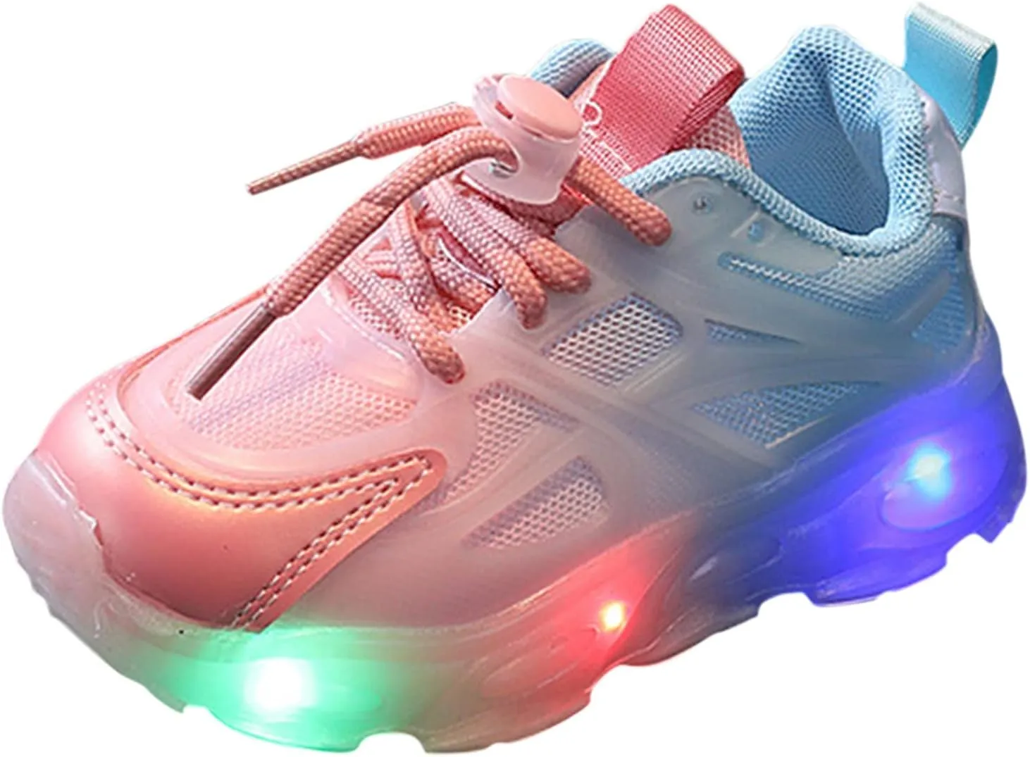 Toddler Boys Girls Light Up Shoes LED Flashing Lightweight Mesh Breathable Adorable Running Sneakers (Pink, 9 Toddler)