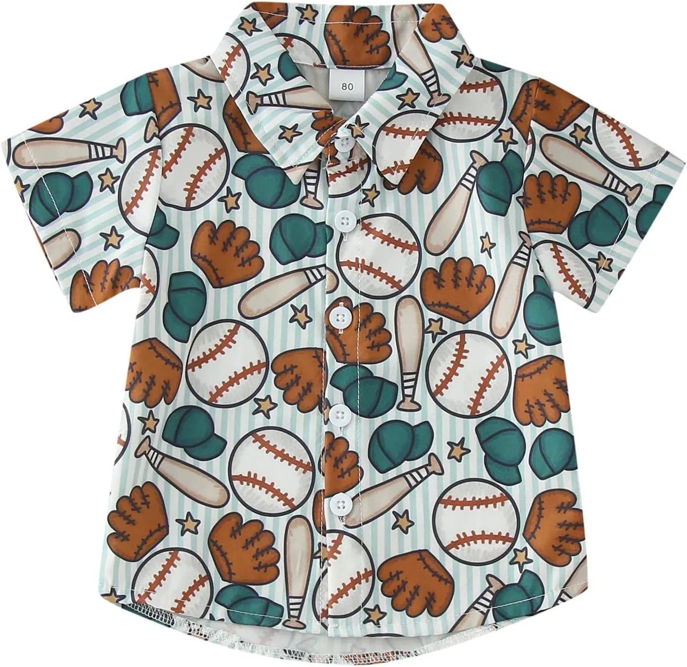 Toddler Boys Short Sleeve Cartoon Baseball Prints Gentleman T Shirt Tops Kids