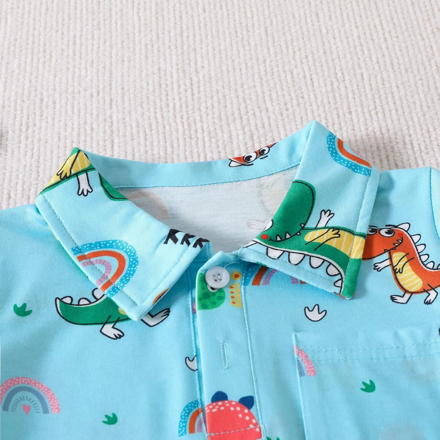 Toddler Boys Short Sleeve Cartoon Dinosaur Prints Gentleman T Shirt Tops Workout Tops Men