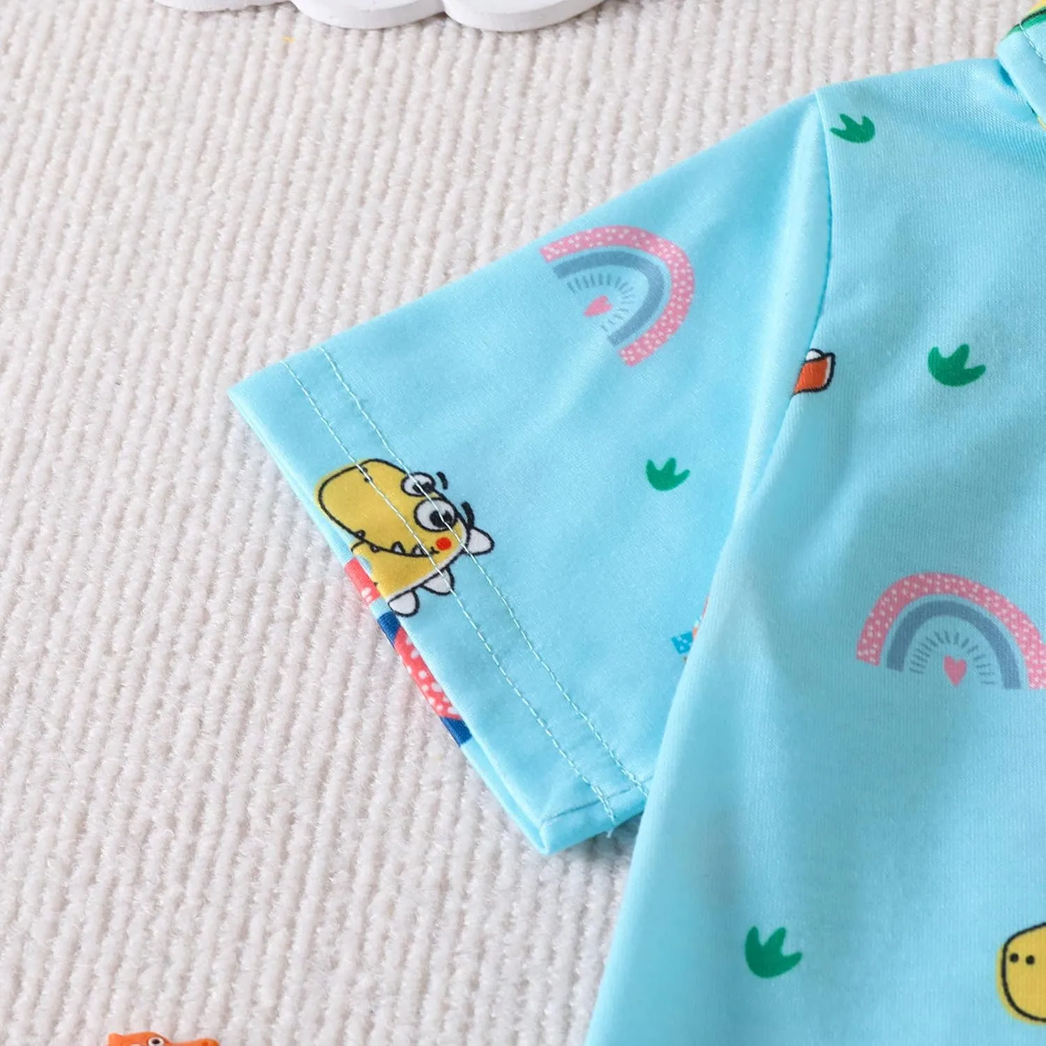 Toddler Boys Short Sleeve Cartoon Dinosaur Prints Gentleman T Shirt Tops Workout Tops Men