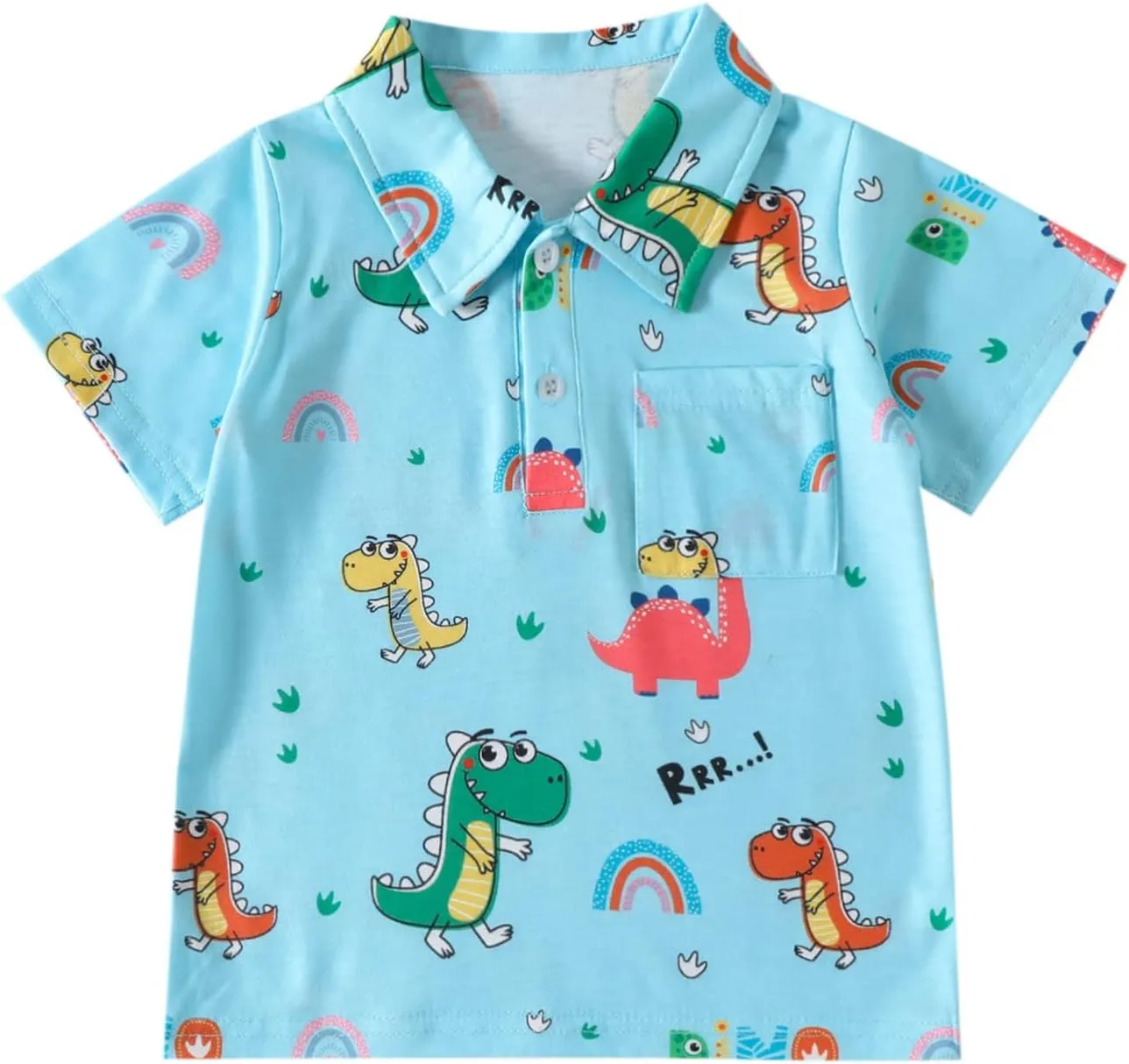Toddler Boys Short Sleeve Cartoon Dinosaur Prints Gentleman T Shirt Tops Workout Tops Men