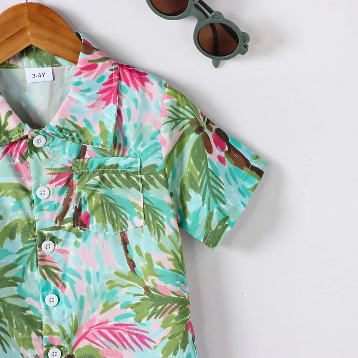 Toddler Boys Short Sleeve Leaf Prints Beach Gentleman T Shirt Tops Tshirt