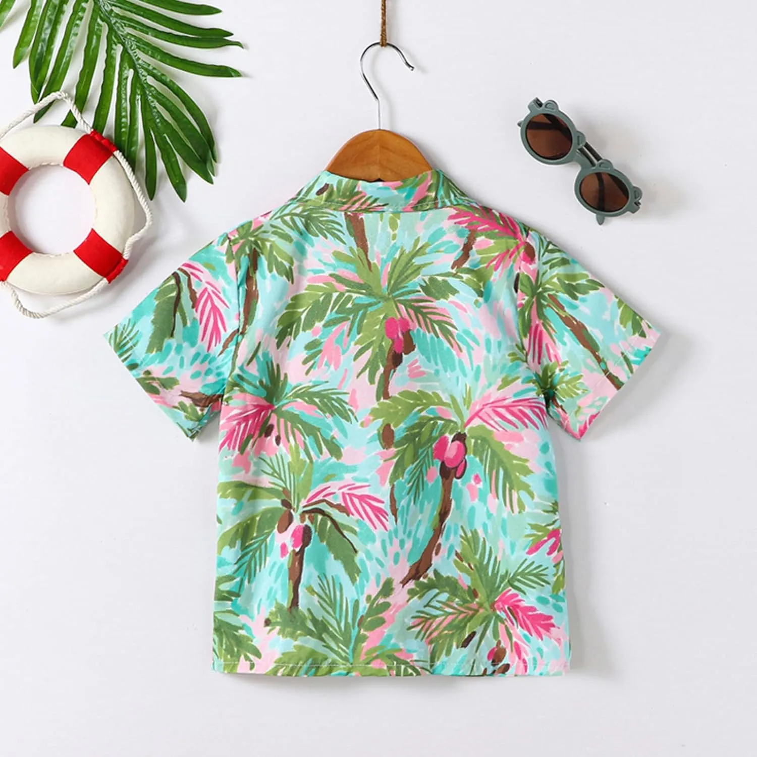 Toddler Boys Short Sleeve Leaf Prints Beach Gentleman T Shirt Tops Tshirt