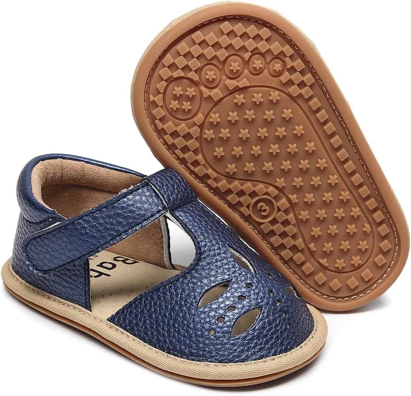 Toddler Cotton Leather Wide Sandals Flat Trendy Summer Shoes Baby Boys Girls Ankle Closed Toe Slip On Sandals Light