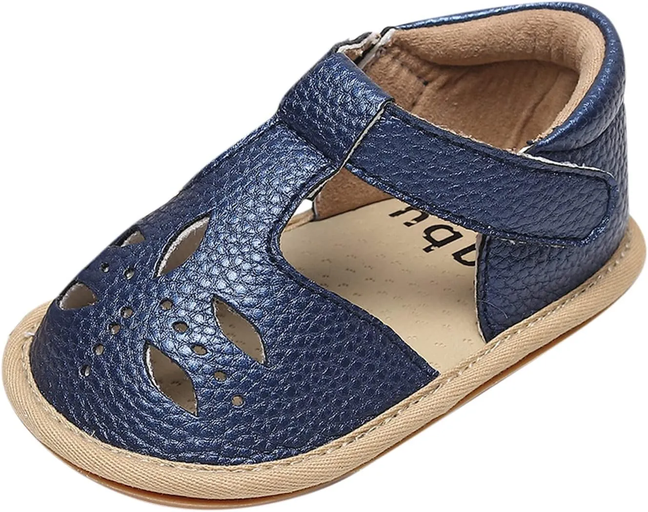 Toddler Cotton Leather Wide Sandals Flat Trendy Summer Shoes Baby Boys Girls Ankle Closed Toe Slip On Sandals Light