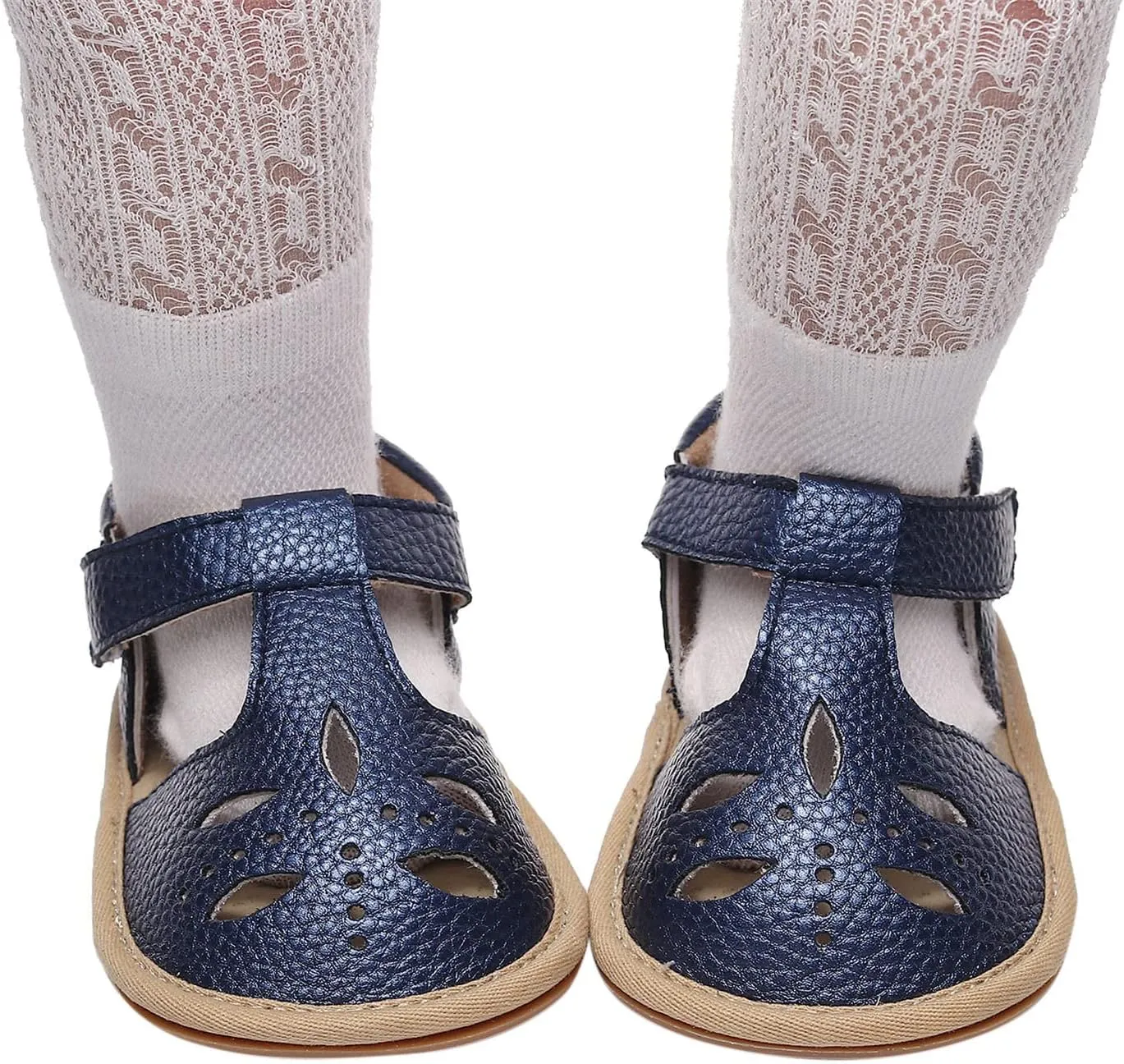 Toddler Cotton Leather Wide Sandals Flat Trendy Summer Shoes Baby Boys Girls Ankle Closed Toe Slip On Sandals Light