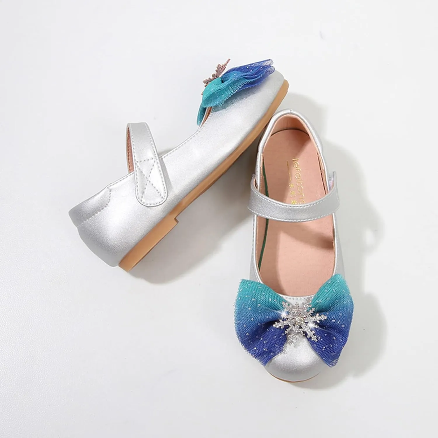 Toddler Girls Mary Jane Shoes Bow Snowflake Wedding Party Dress Flats Low Heels Ballet Dance Shoes
