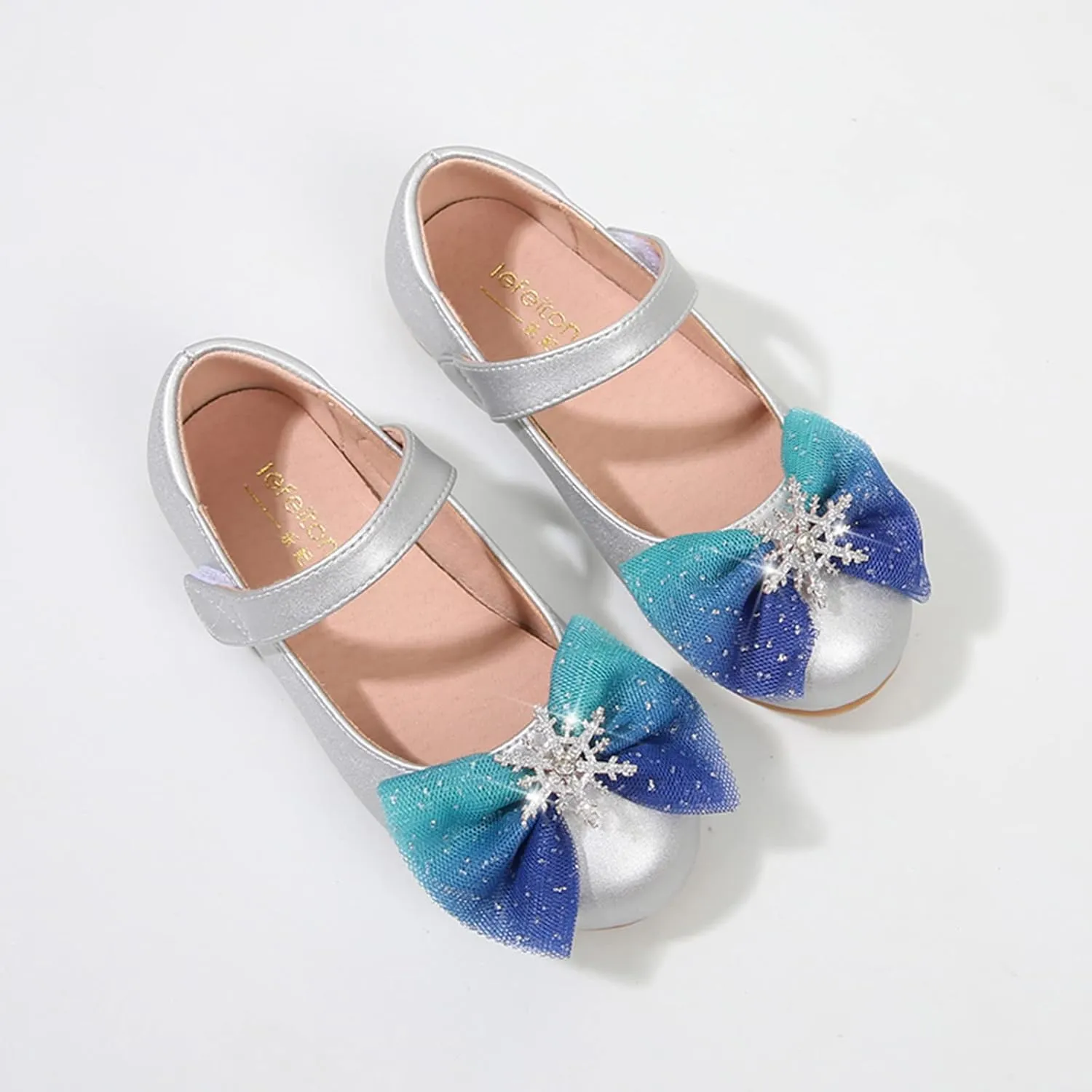 Toddler Girls Mary Jane Shoes Bow Snowflake Wedding Party Dress Flats Low Heels Ballet Dance Shoes