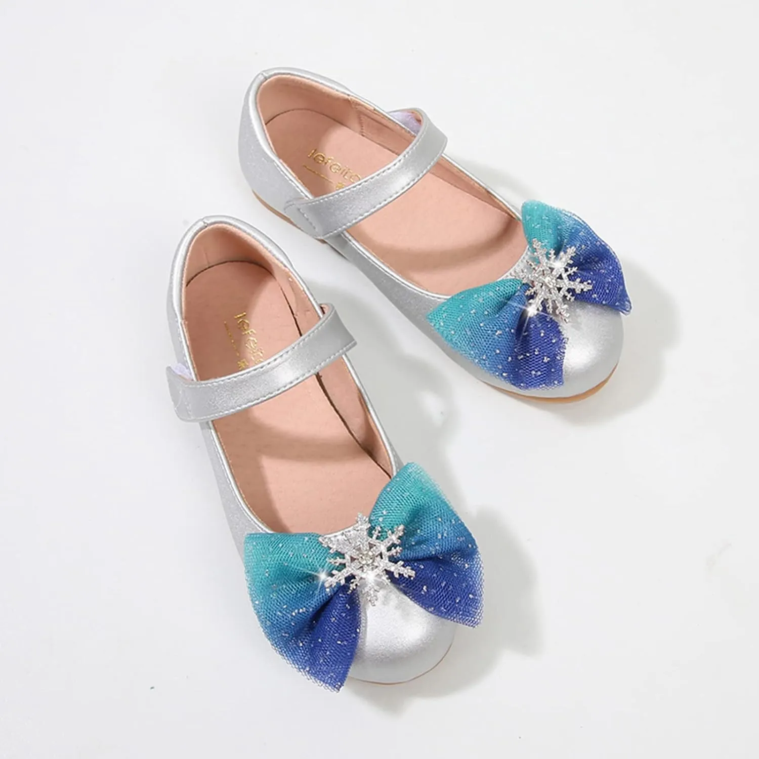Toddler Girls Mary Jane Shoes Bow Snowflake Wedding Party Dress Flats Low Heels Ballet Dance Shoes