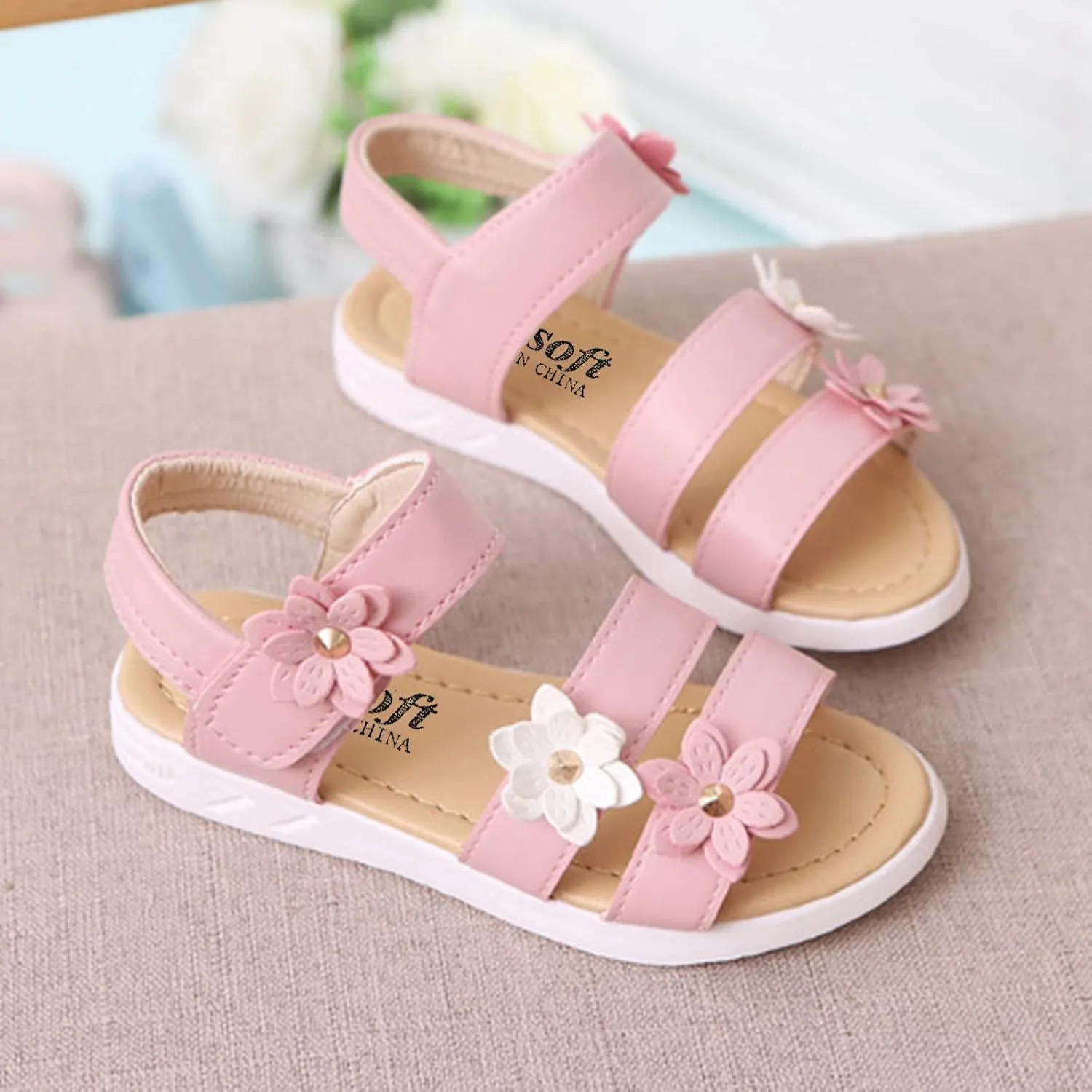 Toddler Slip on Shoes Girls Shoes Toddler Non-Slip Baby Cross Rubber Kids Flower Toddler Girl Fringe Sandals