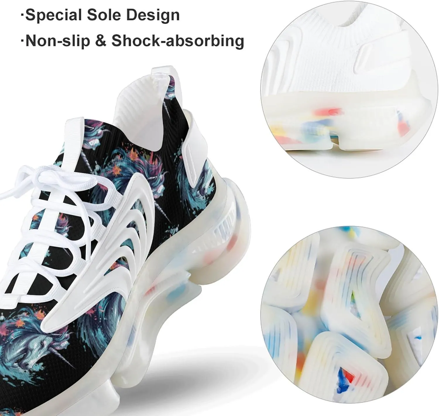 Unicorrn Horse Mens Sneakers Running Shoes Lightweight Athletic Shoes for Jogging Walking Gym