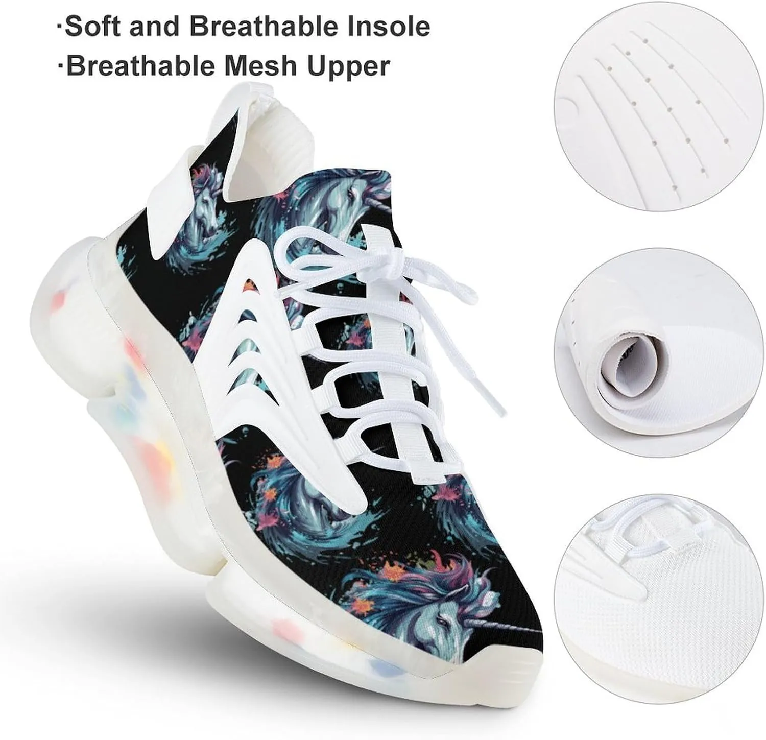Unicorrn Horse Mens Sneakers Running Shoes Lightweight Athletic Shoes for Jogging Walking Gym