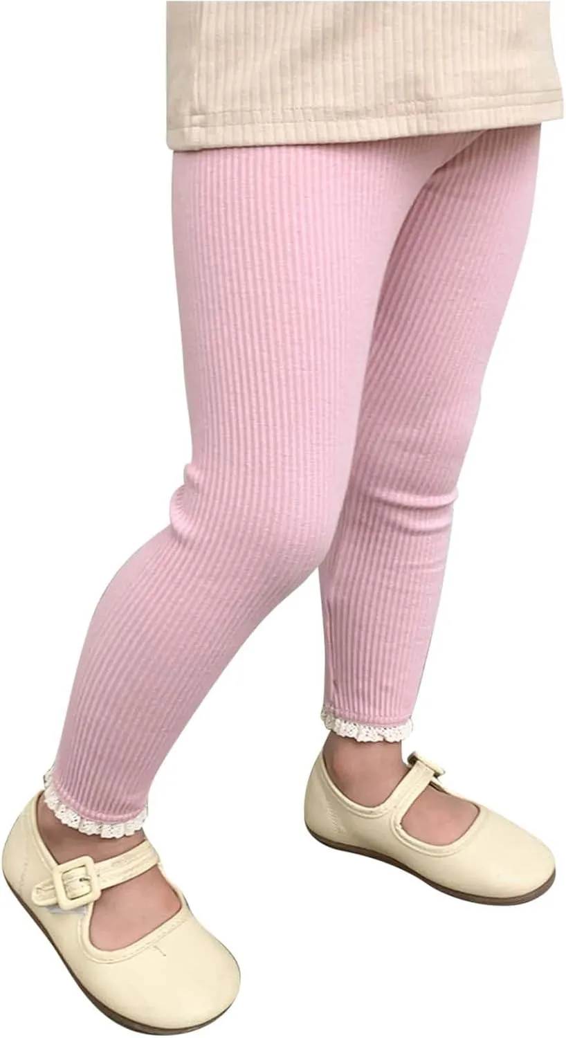 Unisex Boys Girls Toddler Kids Comfy Leggings Thick Ribbed High Waist Basic Leggings Stretchy Soft Newborn Clothes