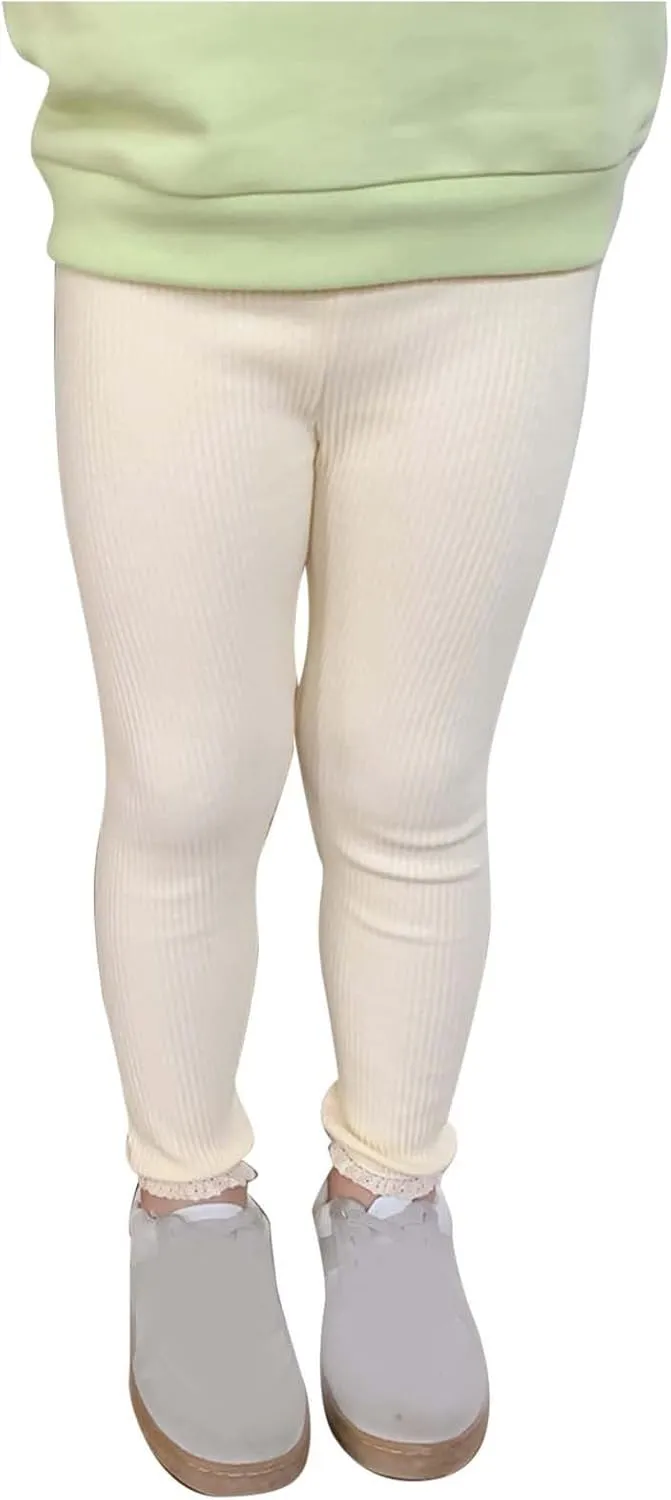 Unisex Boys Girls Toddler Kids Comfy Leggings Thick Ribbed High Waist Basic Leggings Stretchy Soft Newborn Clothes