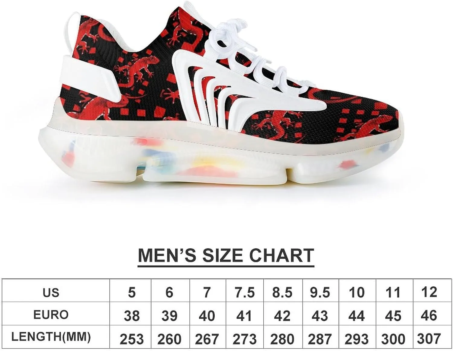 Vintage Lizard Red Buffalo Plaid Mens Sneakers Running Shoes Lightweight Athletic Shoes for Jogging Walking Gym