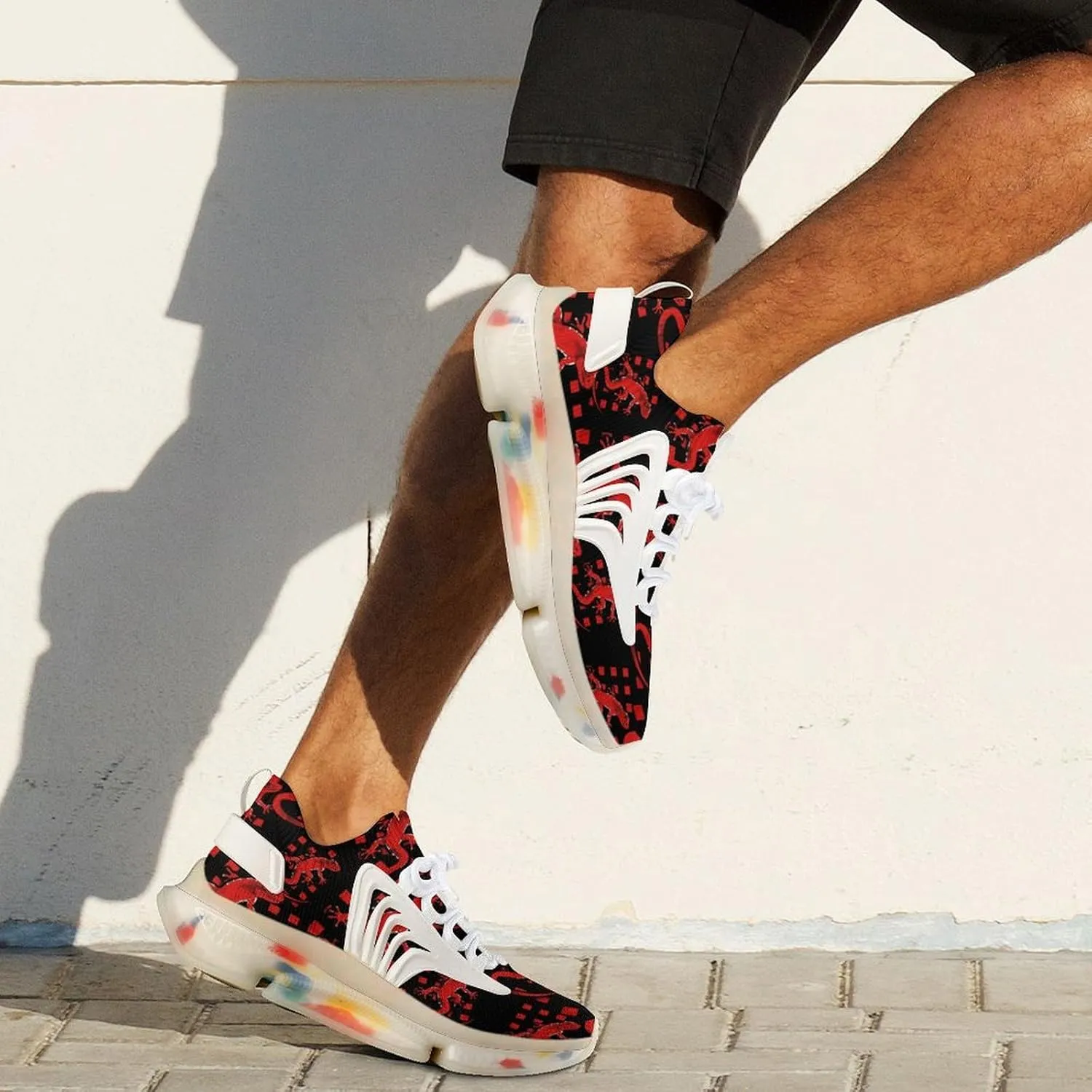 Vintage Lizard Red Buffalo Plaid Mens Sneakers Running Shoes Lightweight Athletic Shoes for Jogging Walking Gym