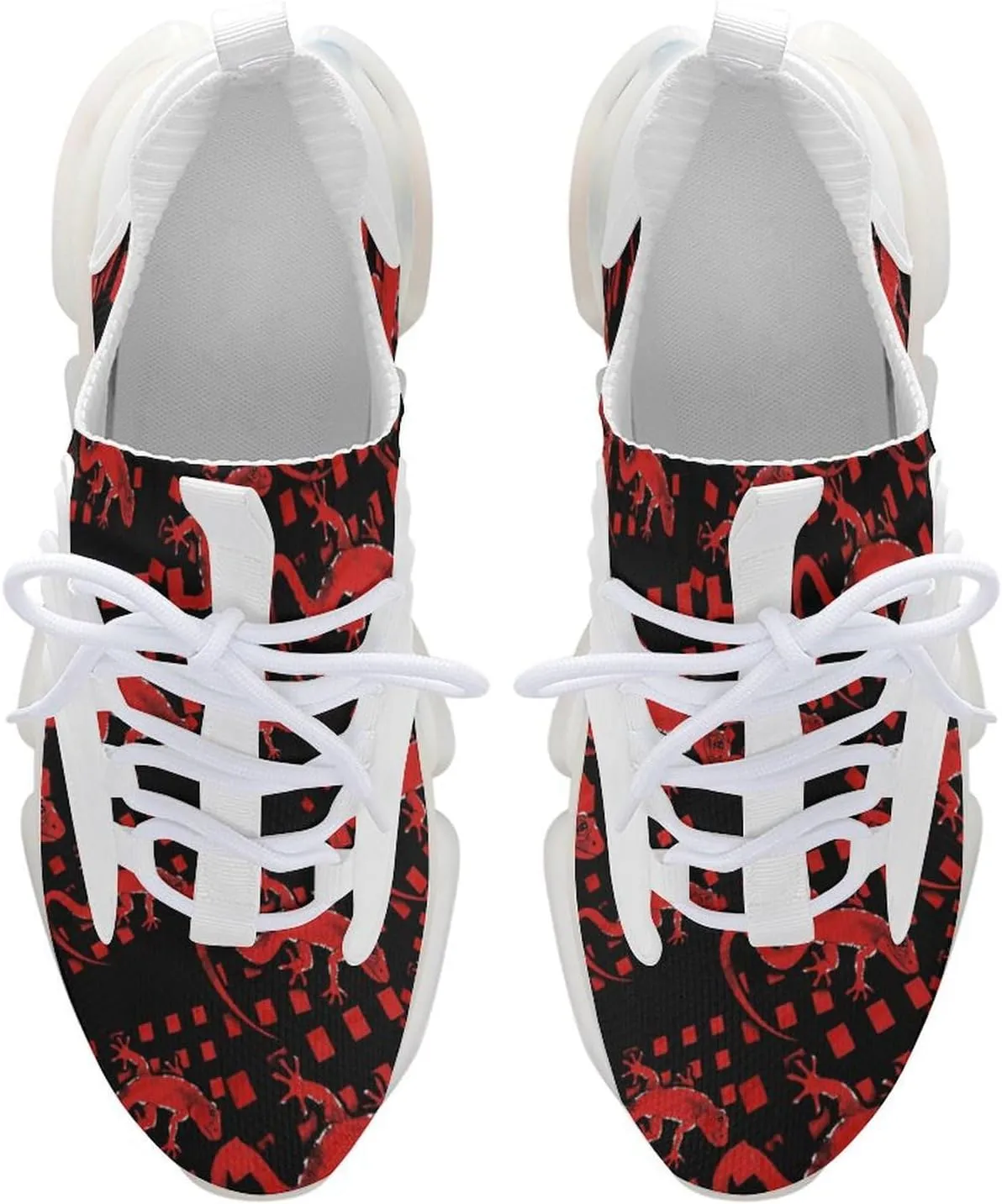 Vintage Lizard Red Buffalo Plaid Mens Sneakers Running Shoes Lightweight Athletic Shoes for Jogging Walking Gym
