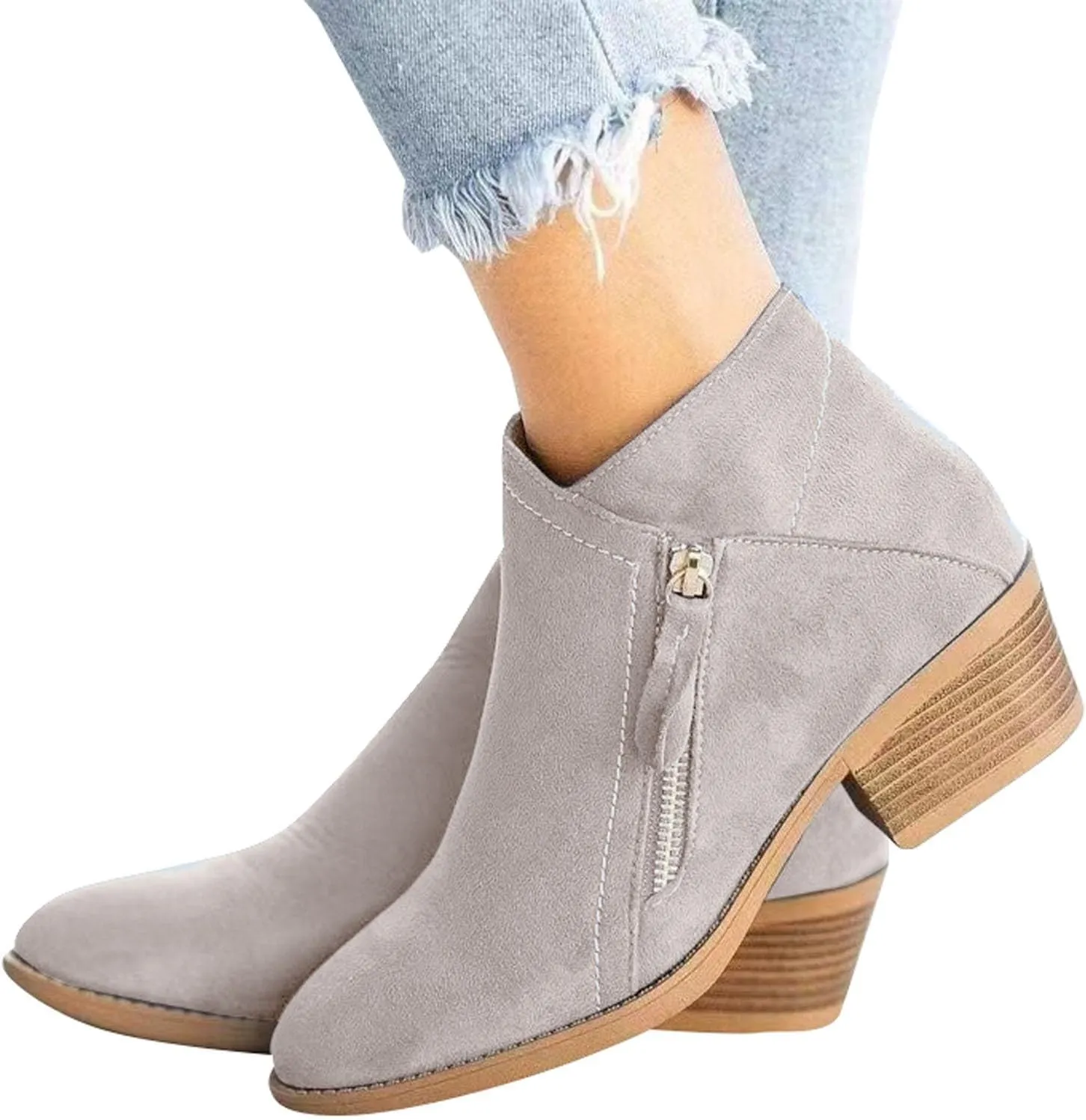 Wedge Ankle Boots Botas De Mujer Dress Ankle Boots for Women Ankle Booties for Women 2024 Ankle Boots Wedge Heel Light Grey Ankle Boots for Women