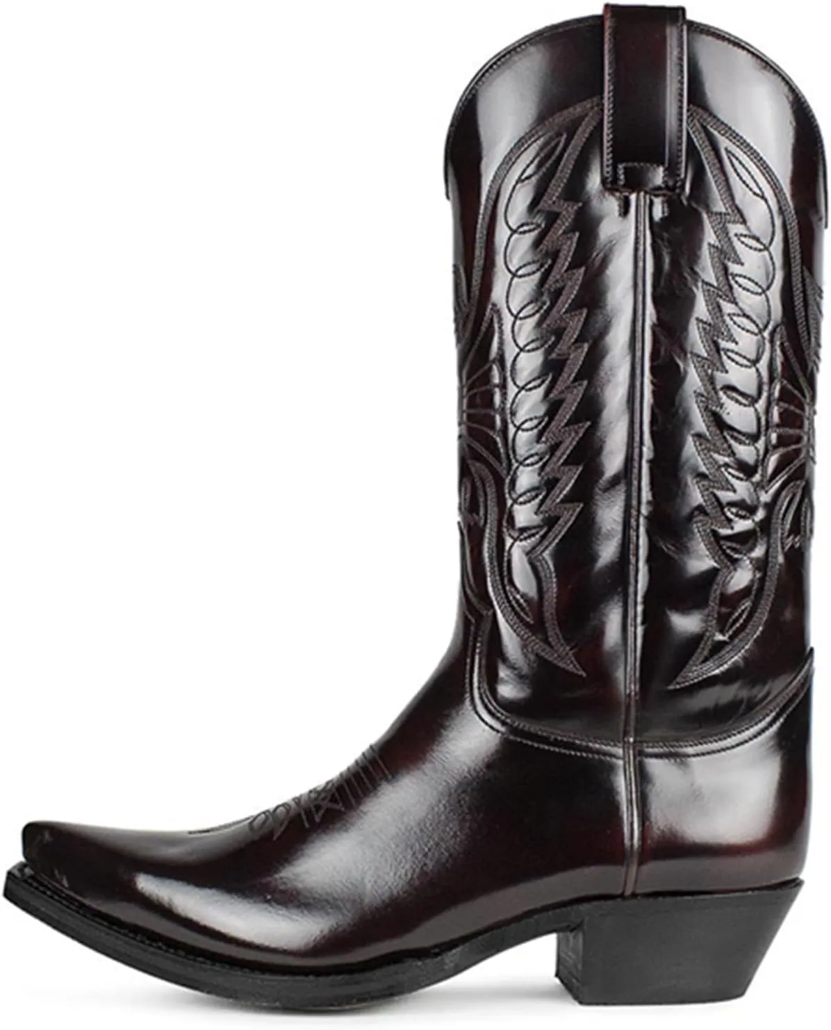 Western Cowboy Boots for Men Pointed Toe Low Heel Durable Traditional Embroidered Waterproof Work Boots for Men