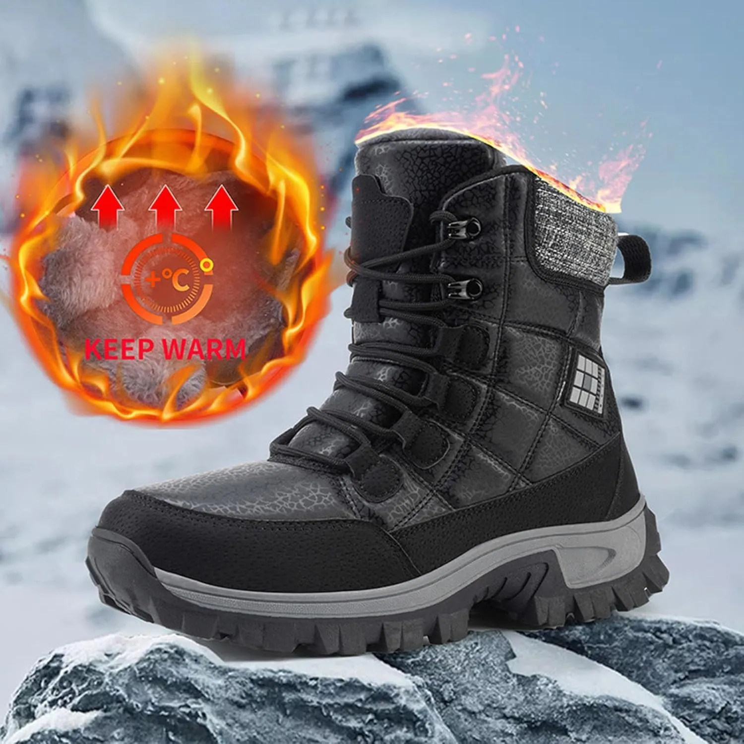 Winter Boots For Women Furry Snow Boots Wide Width Ankle Boots Fur Lined Warm Boots Waterproof Combat Boots