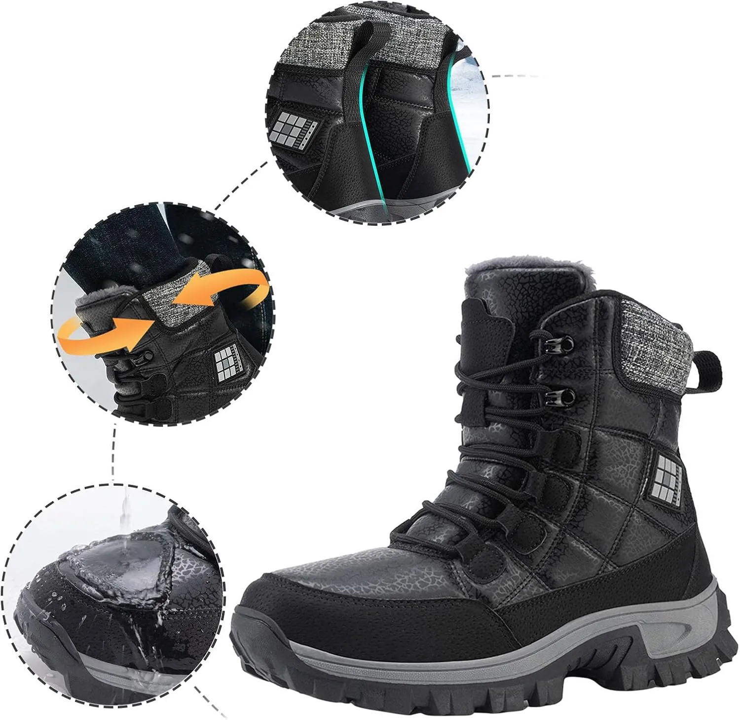 Winter Boots For Women Furry Snow Boots Wide Width Ankle Boots Fur Lined Warm Boots Waterproof Combat Boots