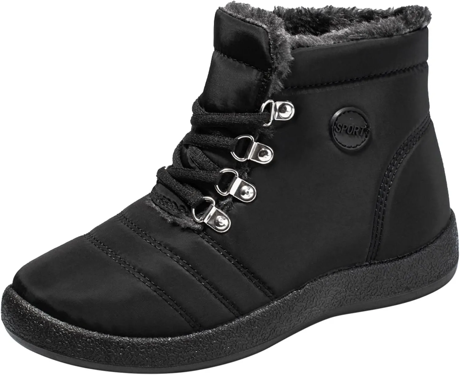 Winter Boots for Women,Water-proof Comfortable Fleece Lined Mid Calf Winter Snow Boots Wide Width Ankle Boots Lace up Snow Boots Winter Boots Insulated Non Slip Shoes for Outdoor Sport